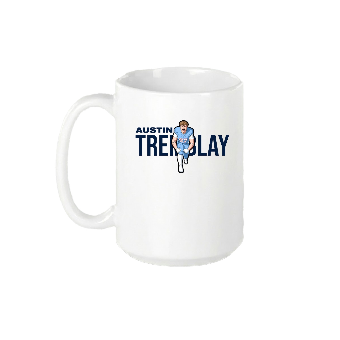 15oz Coffee Mug — Player Name in White