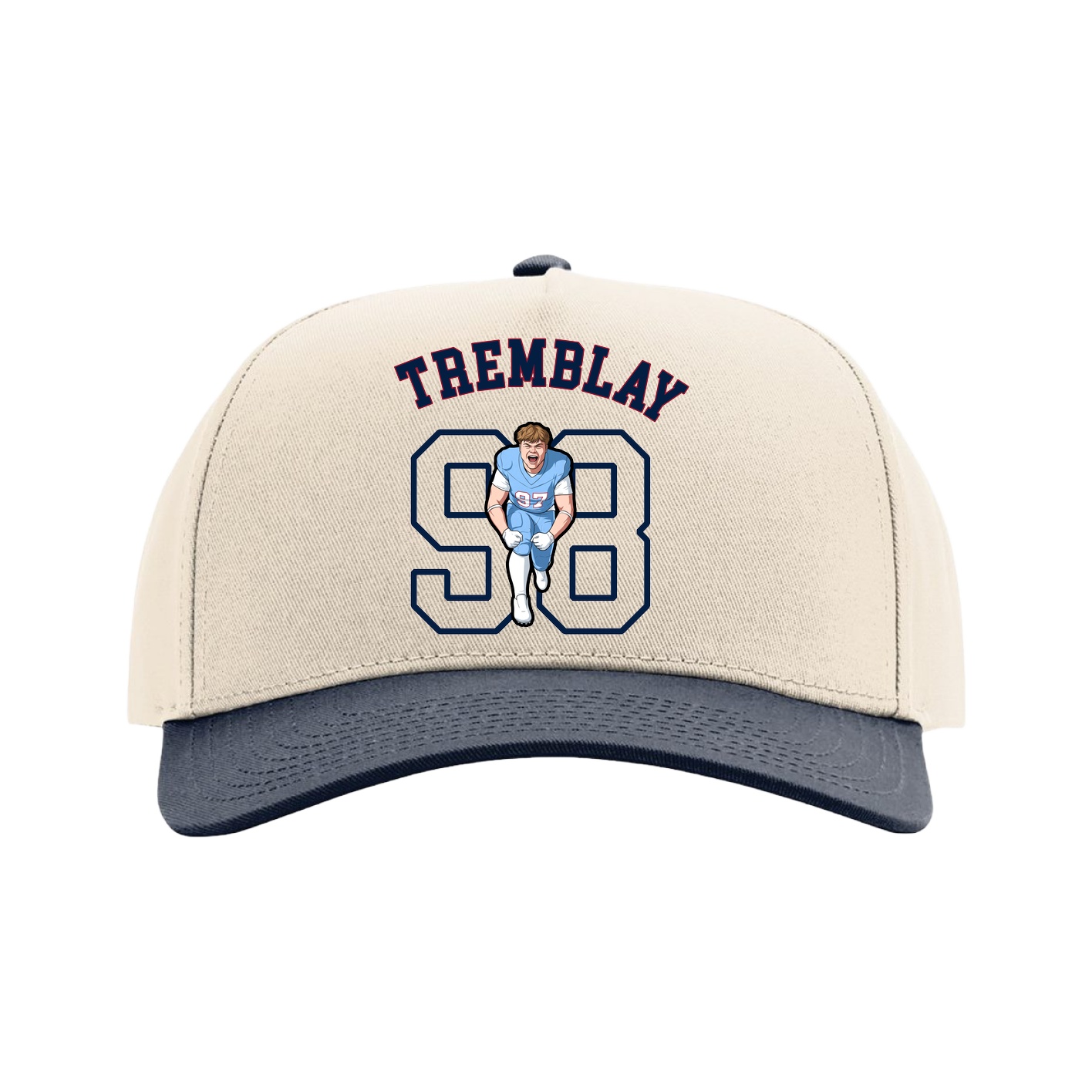 Full Fabric Five-Panel Champ Cap — Shirsey Arch in Cream/Navy