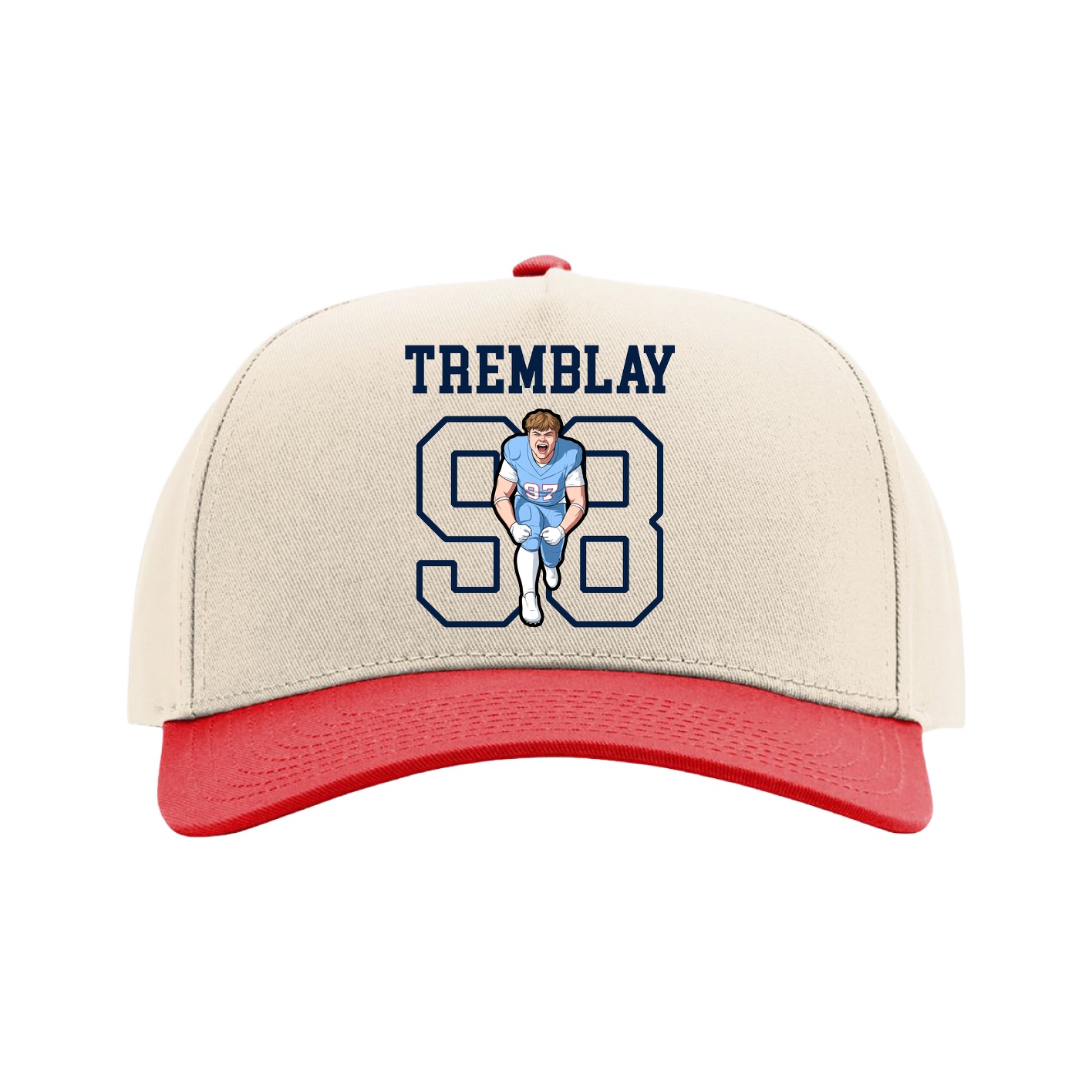 Full Fabric Five-Panel Champ Cap — Shirsey in Cream/Red