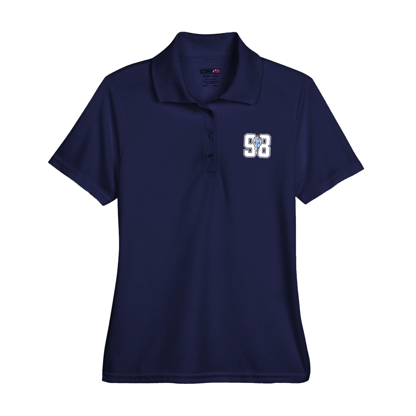 Womens Performance Polo — Number in Navy