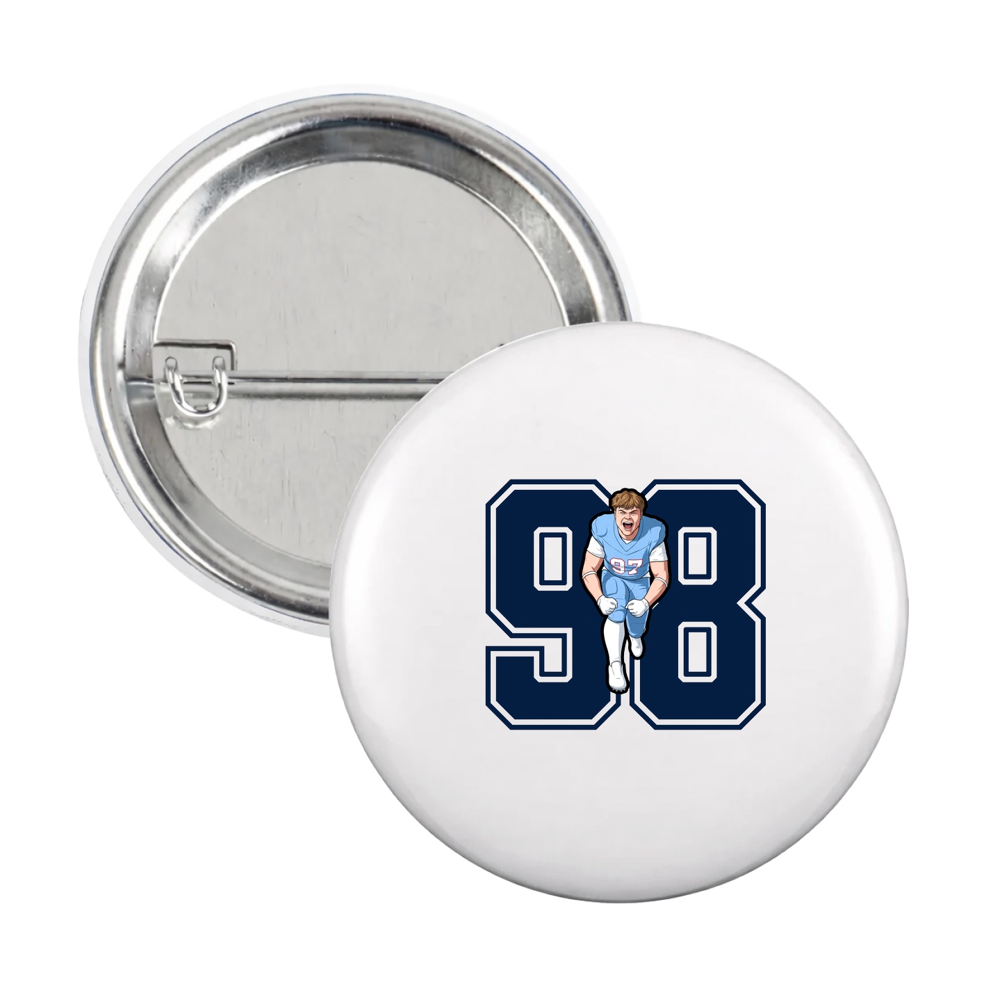 Game Day Button — Number in White