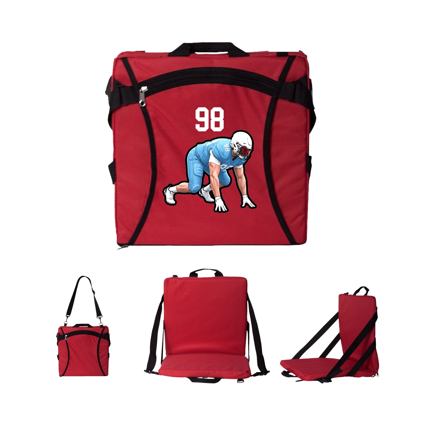 Folding Stadium Seat — Number Top in Red