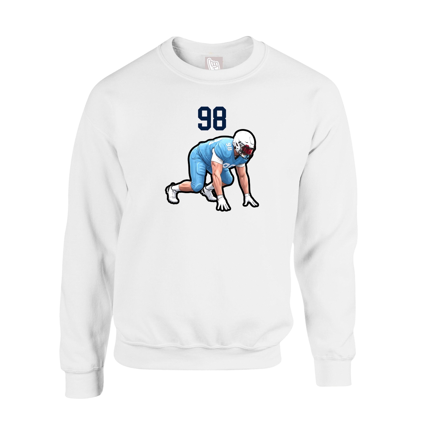 Fleece Crew — Number Top in White
