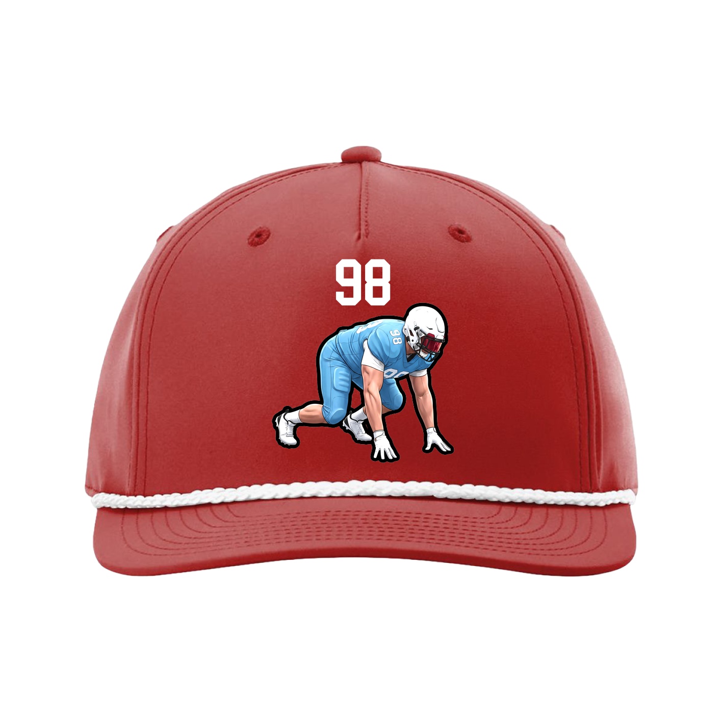 Five-Panel Classic Rope Cap — Number Top in Red