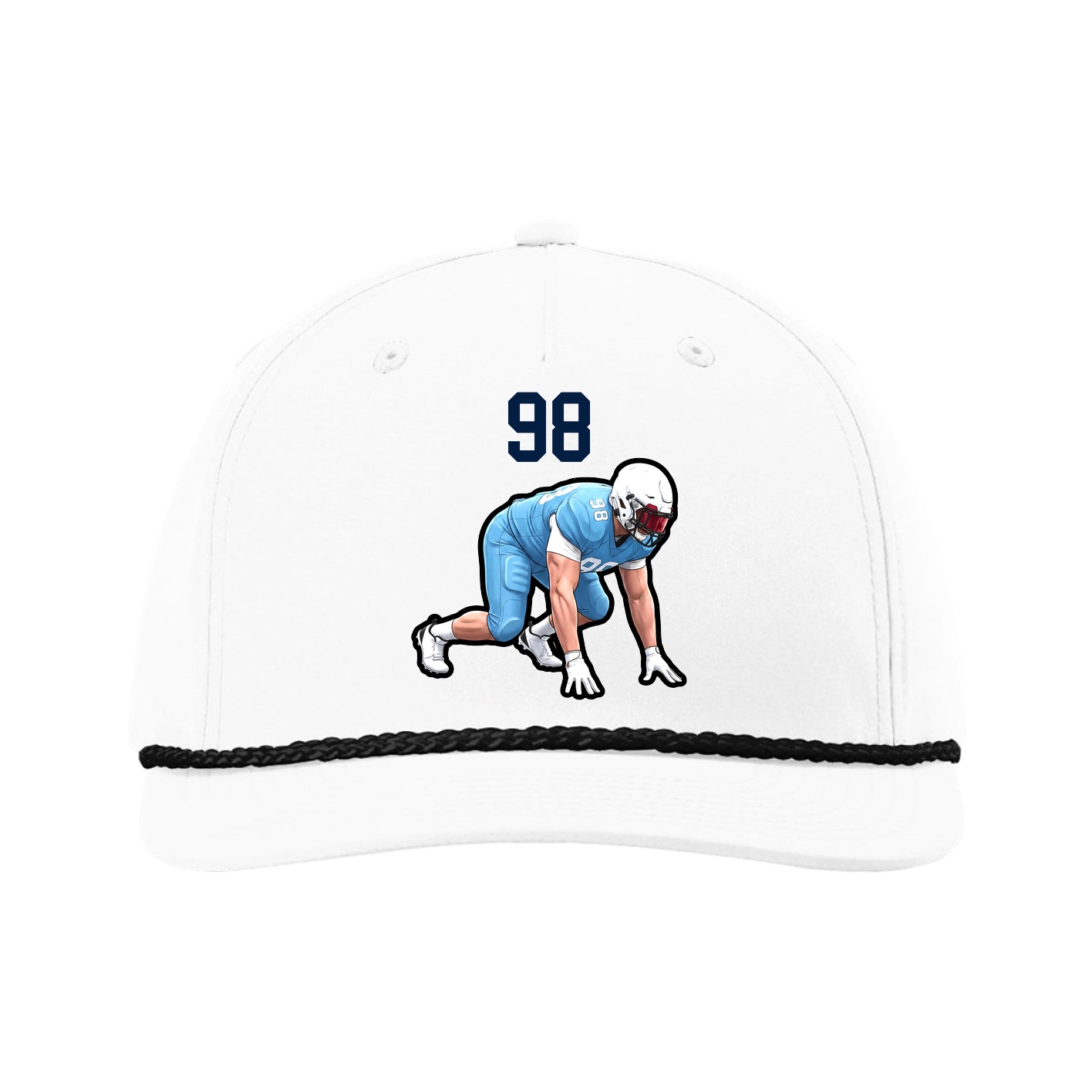 Five-Panel Classic Rope Cap — Number Top in White