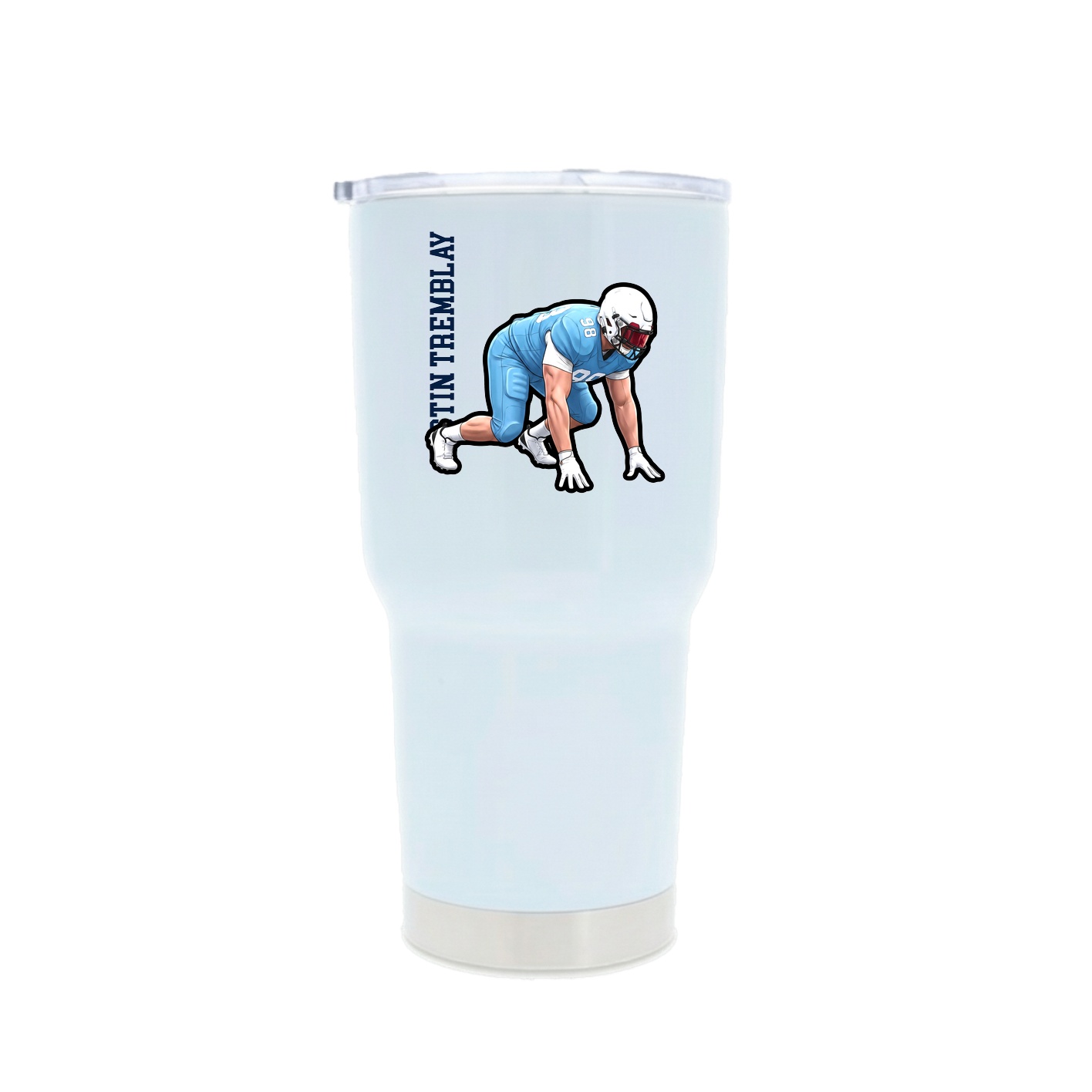 30oz Stainless Steel Tumbler — Name Vertical in White