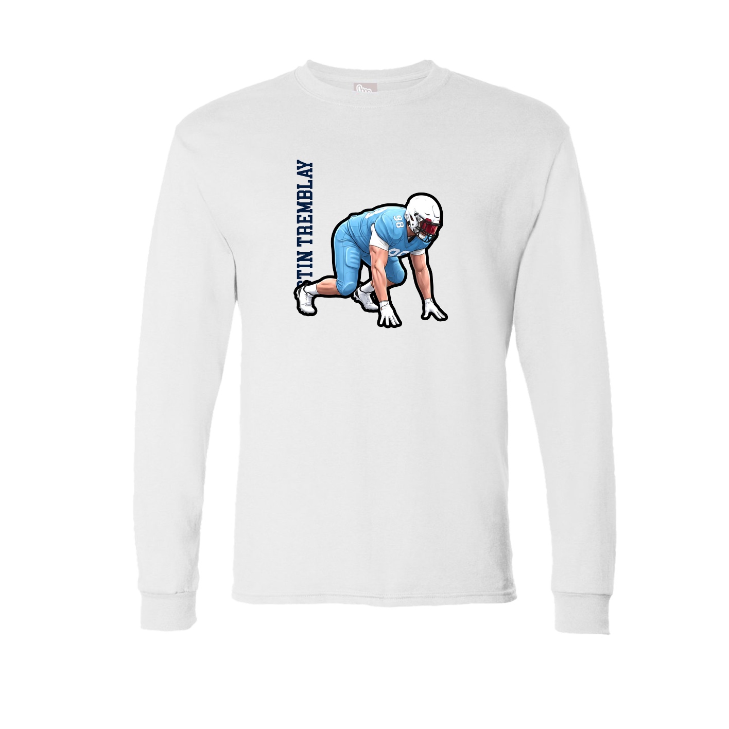Long Sleeve Tee — Name Vertical in White
