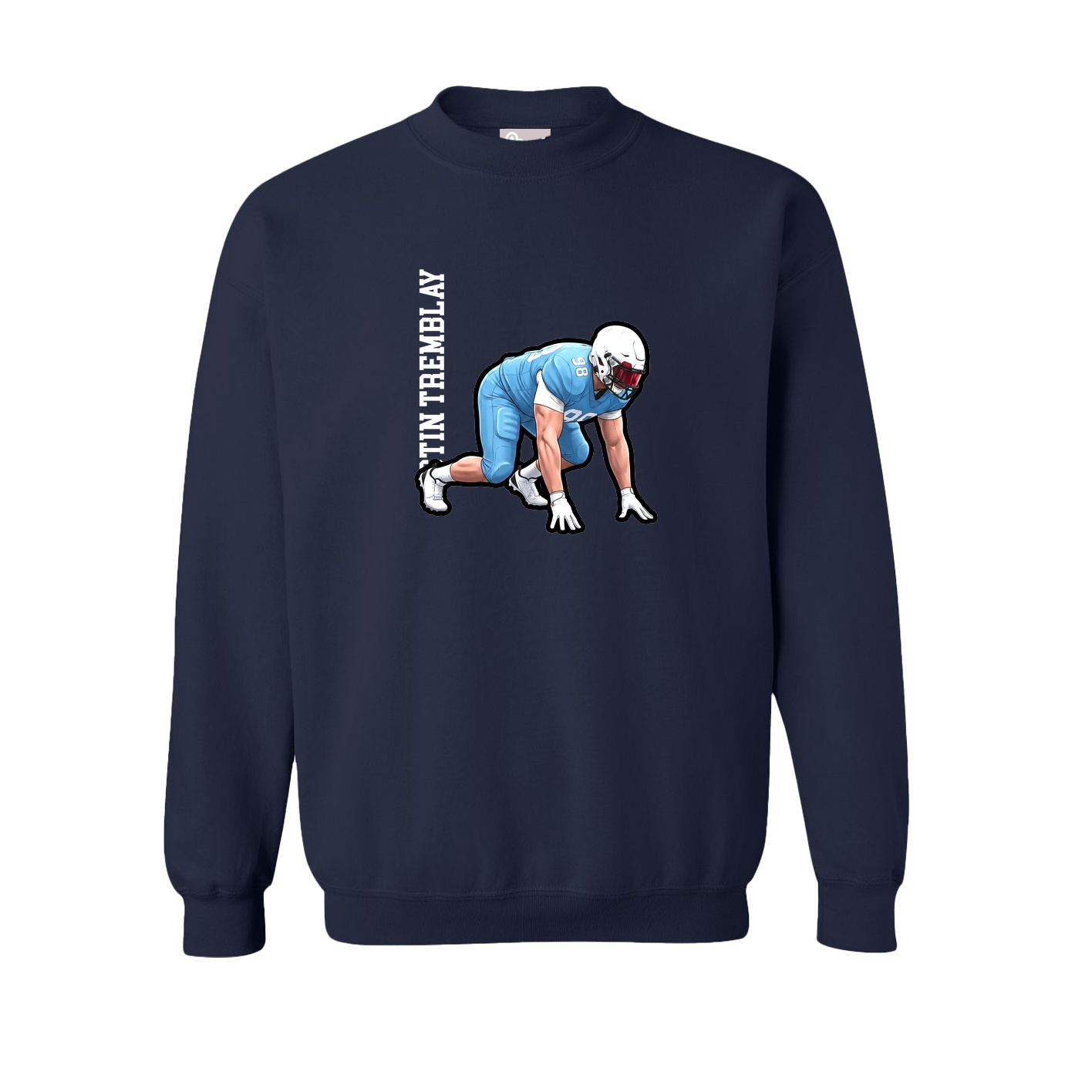Fleece Crew — Name Vertical in Navy