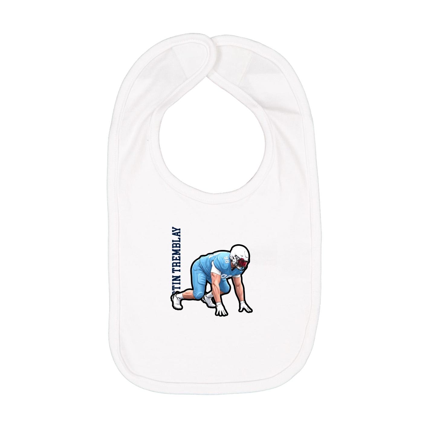 Infant Bib — Name Vertical in White