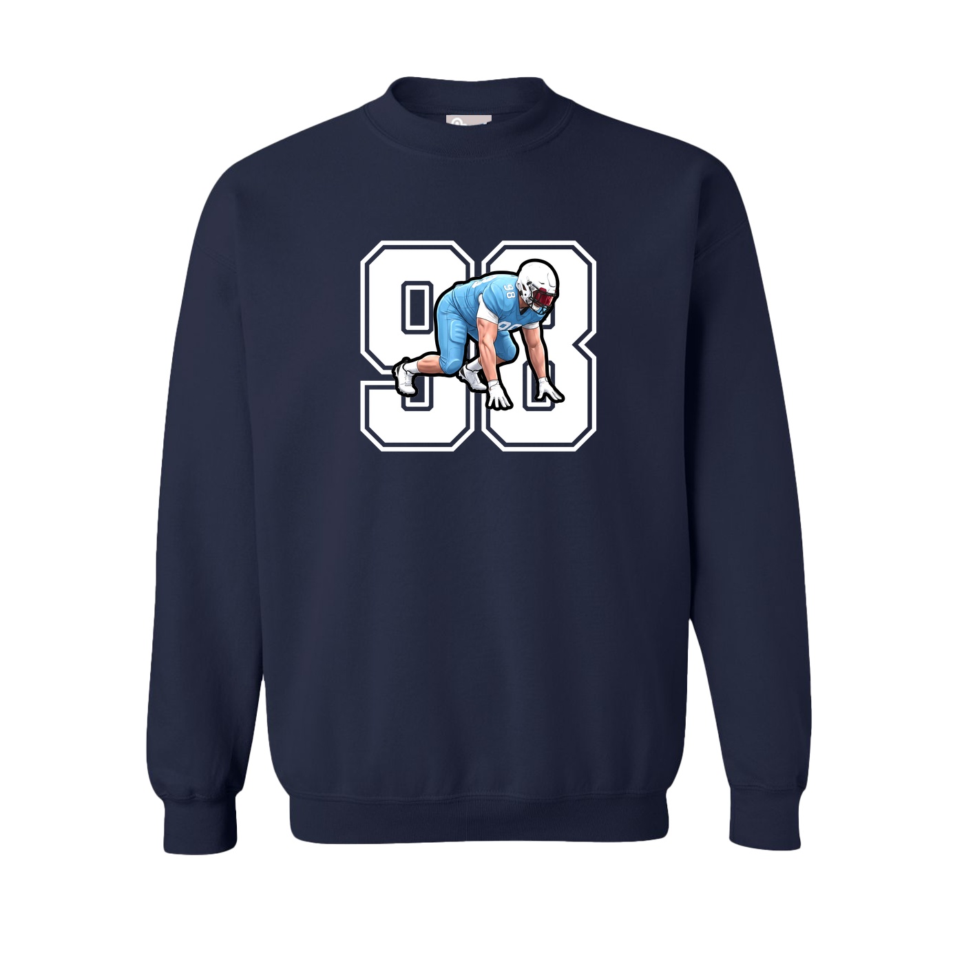 Fleece Crew — Number in Navy