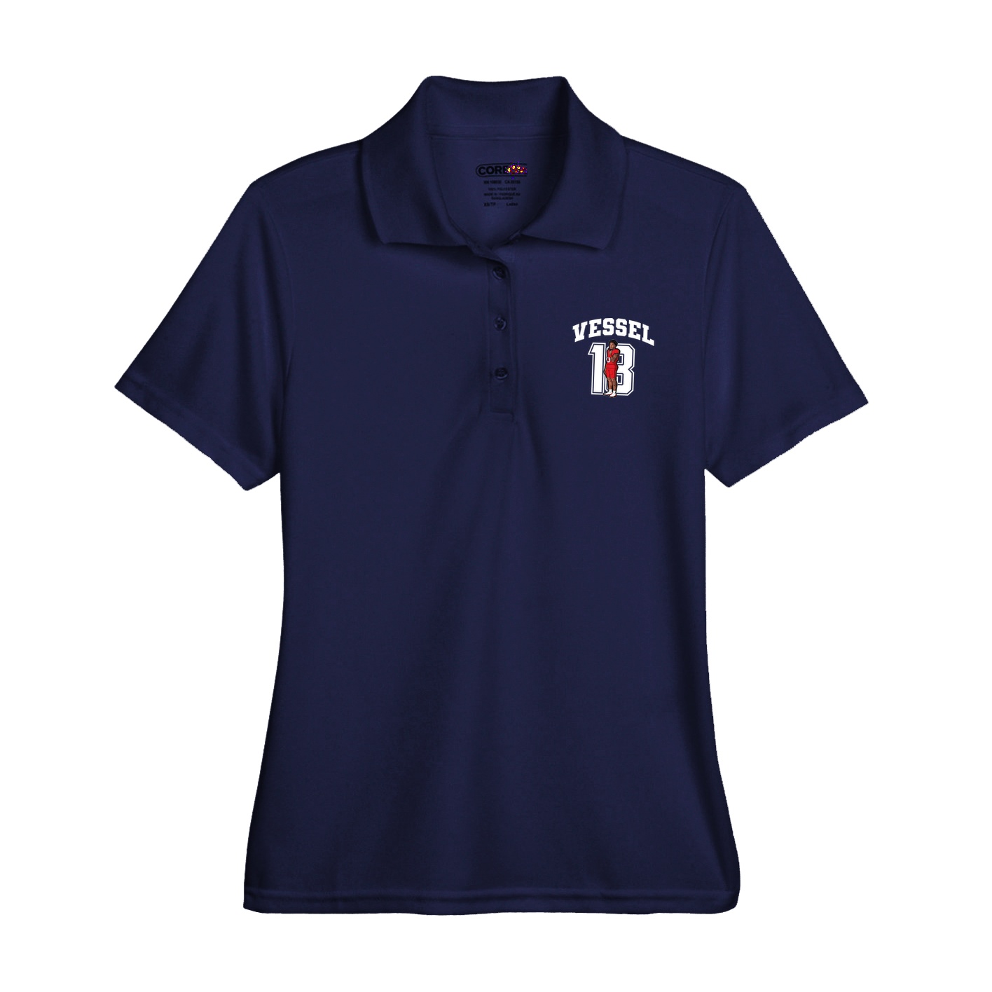 Womens Performance Polo — Number in Navy