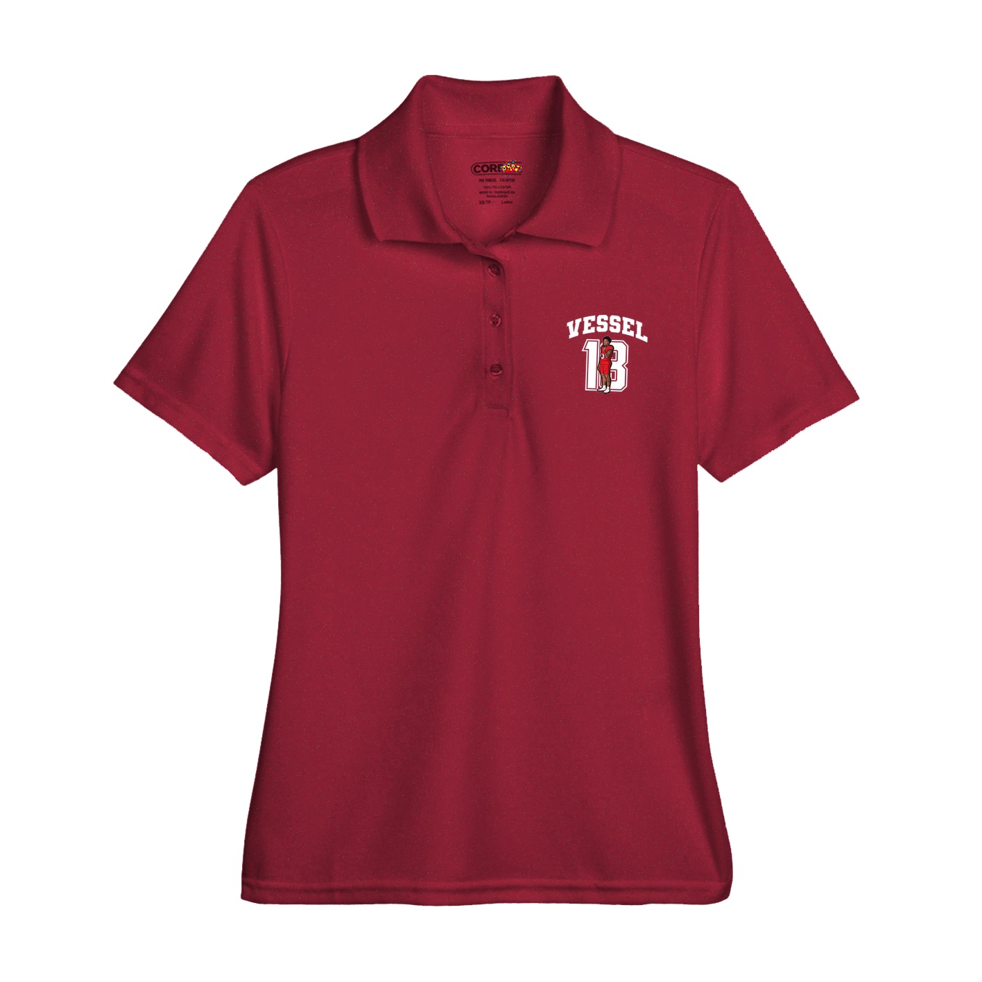 Womens Performance Polo — Number in Red