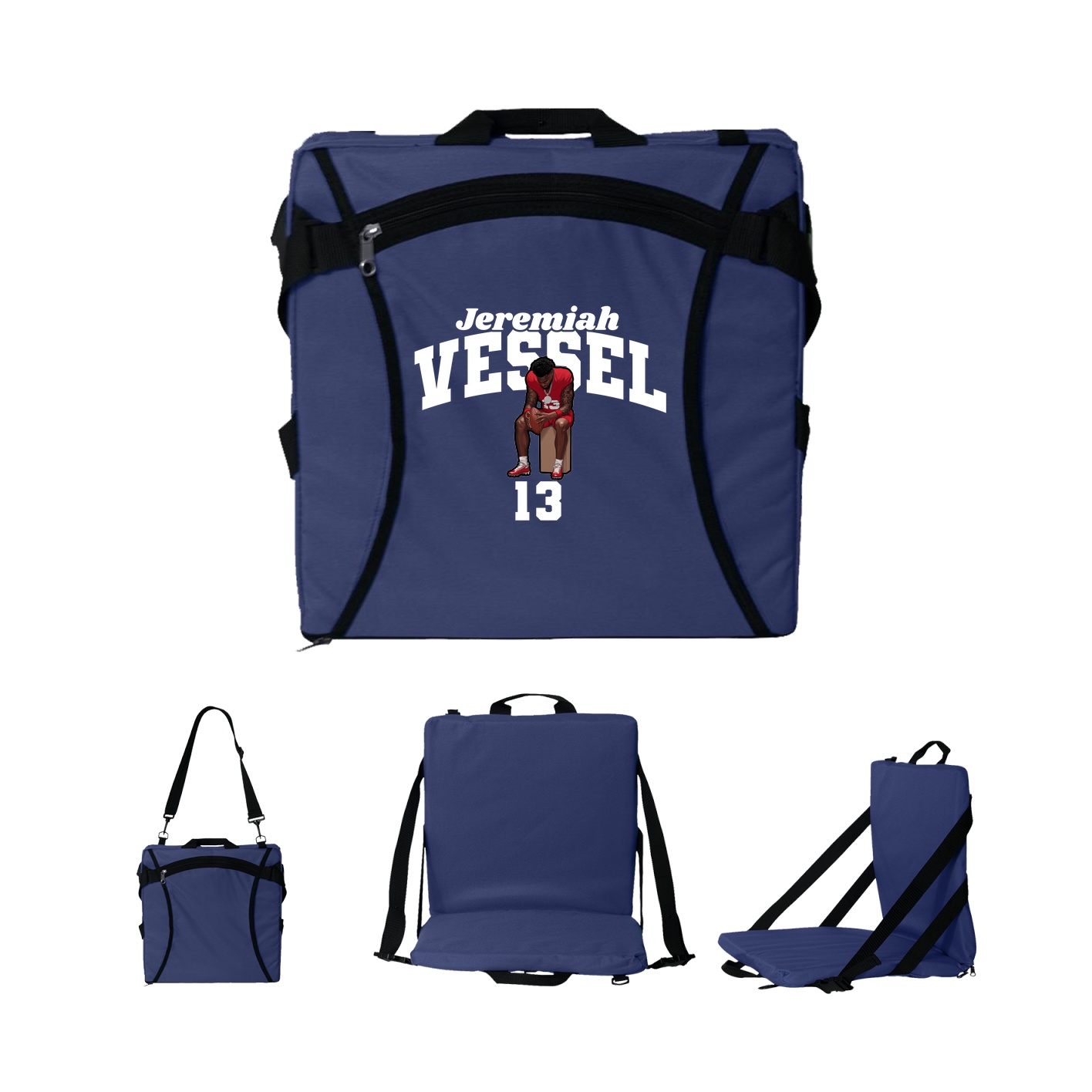 Folding Stadium Seat — Signature Arch in Navy
