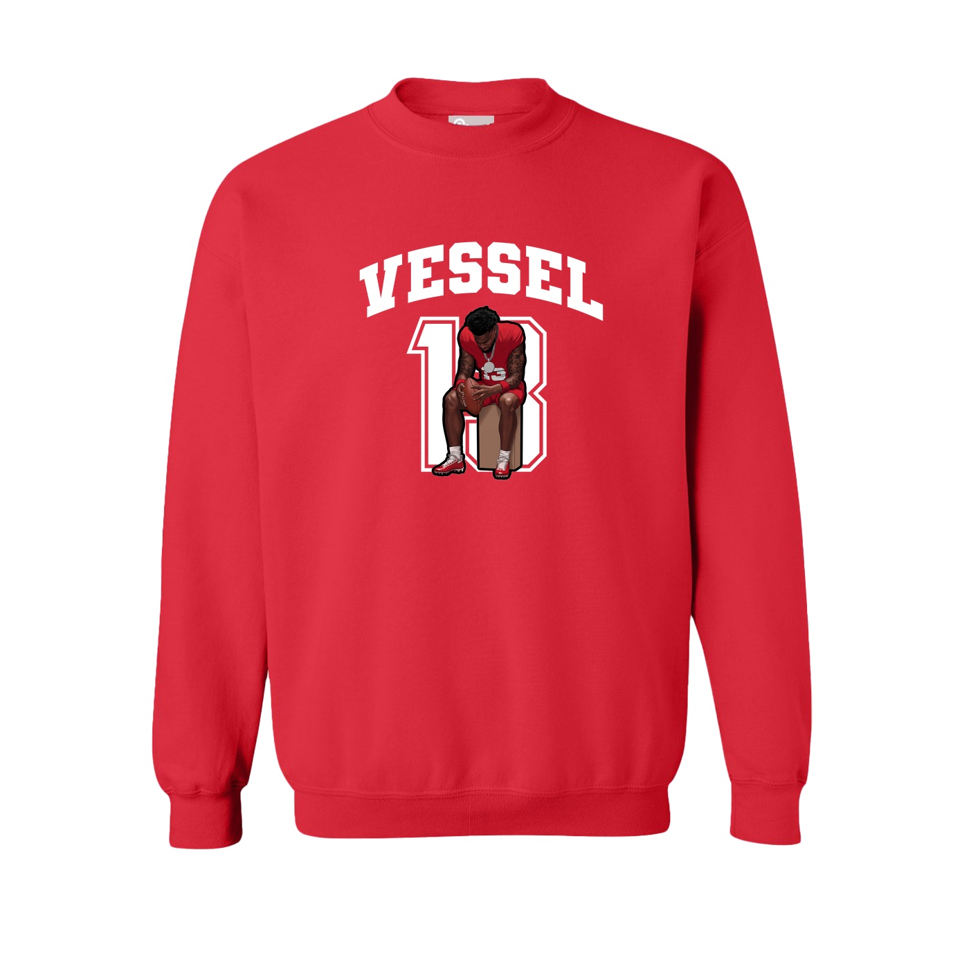 Fleece Crew — Number in Red