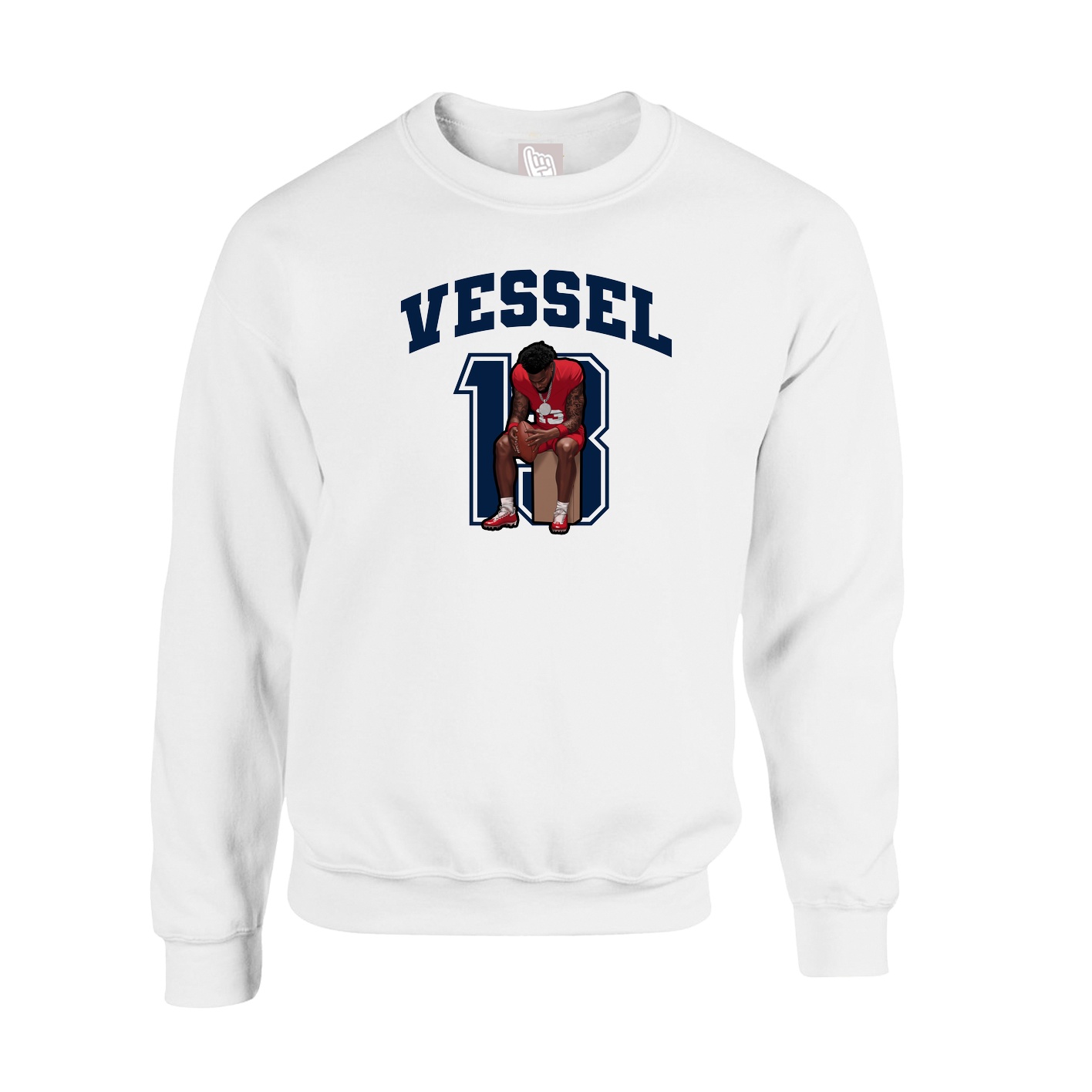 Fleece Crew — Number in White
