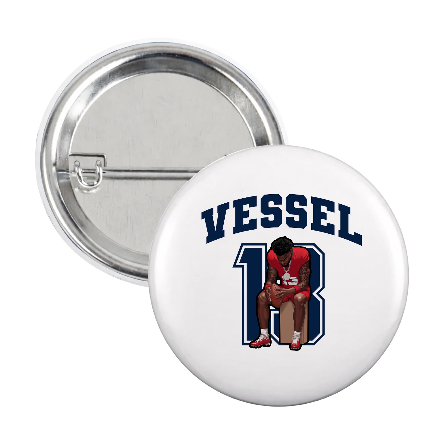 Game Day Button — Number in White