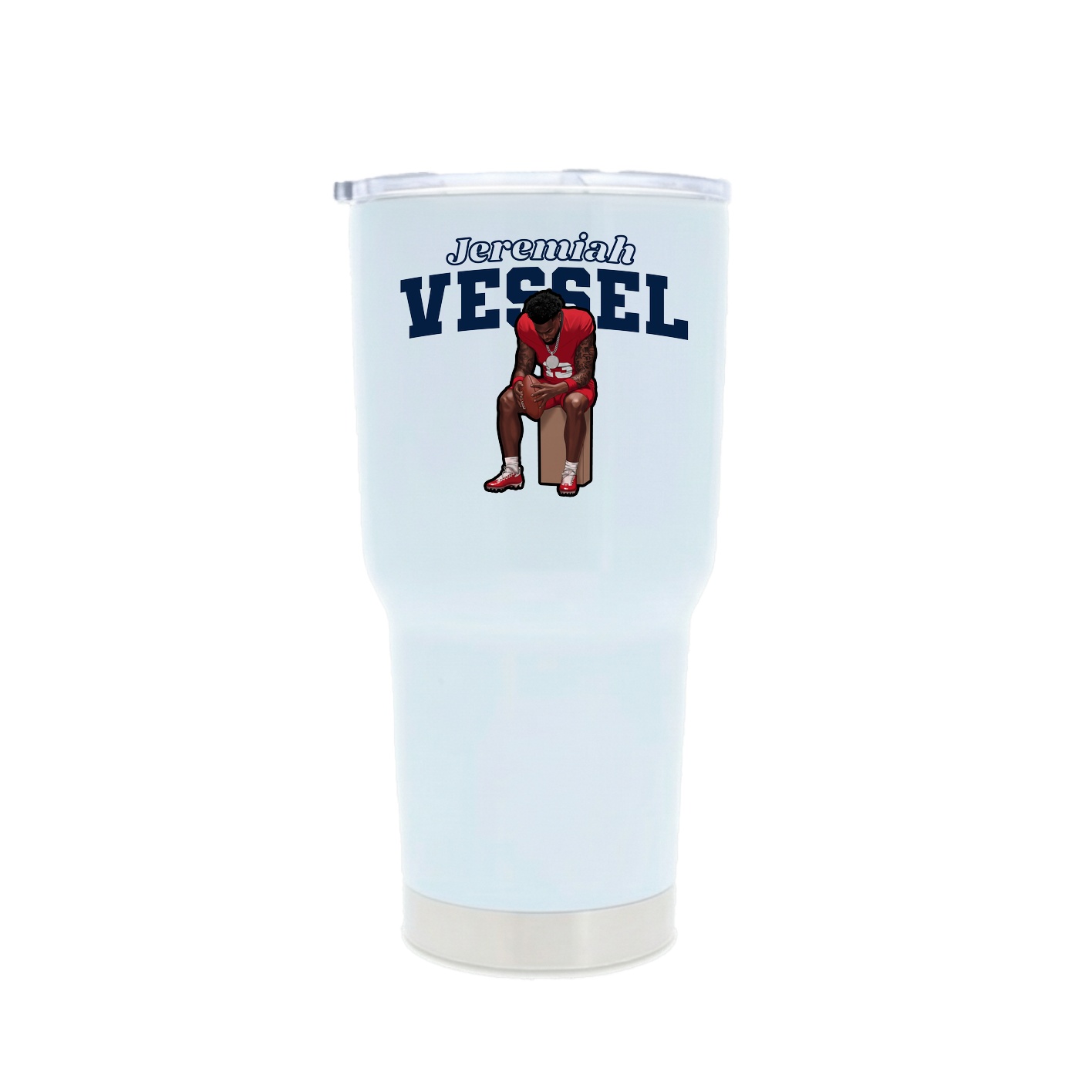 30oz Stainless Steel Tumbler — Name Arch in White
