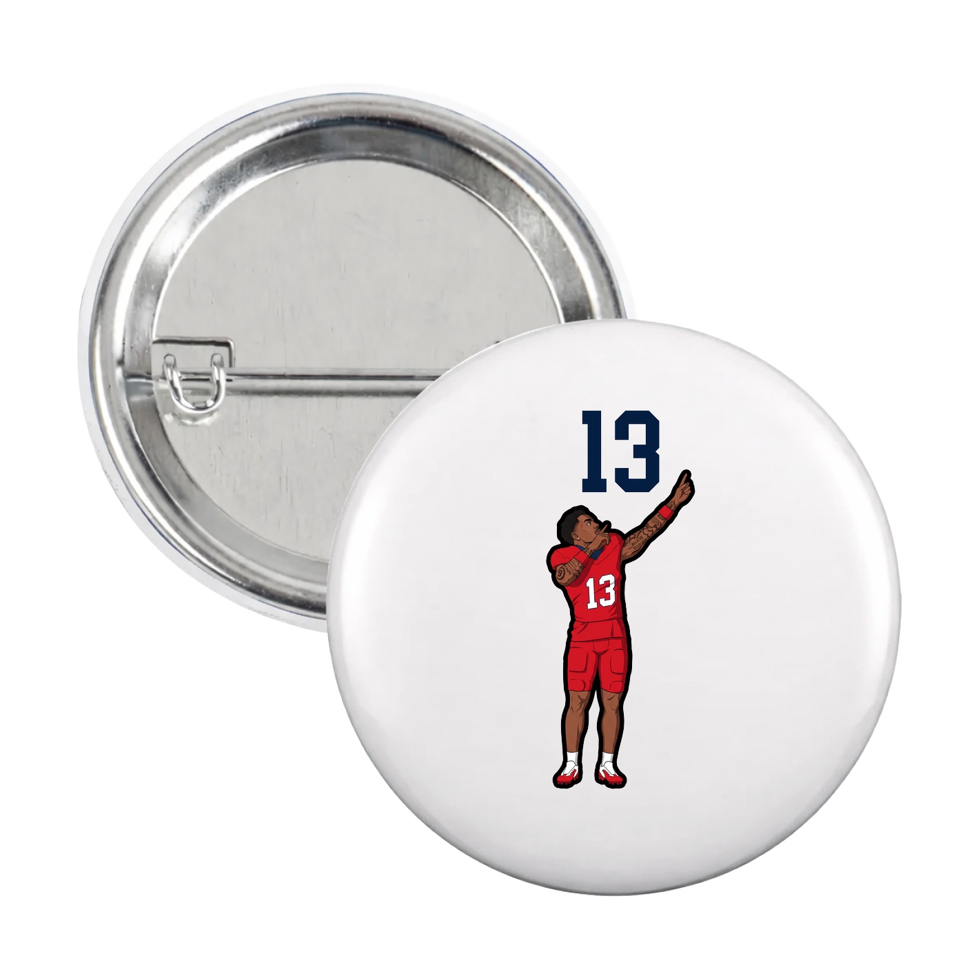 Game Day Button — Number Top in White