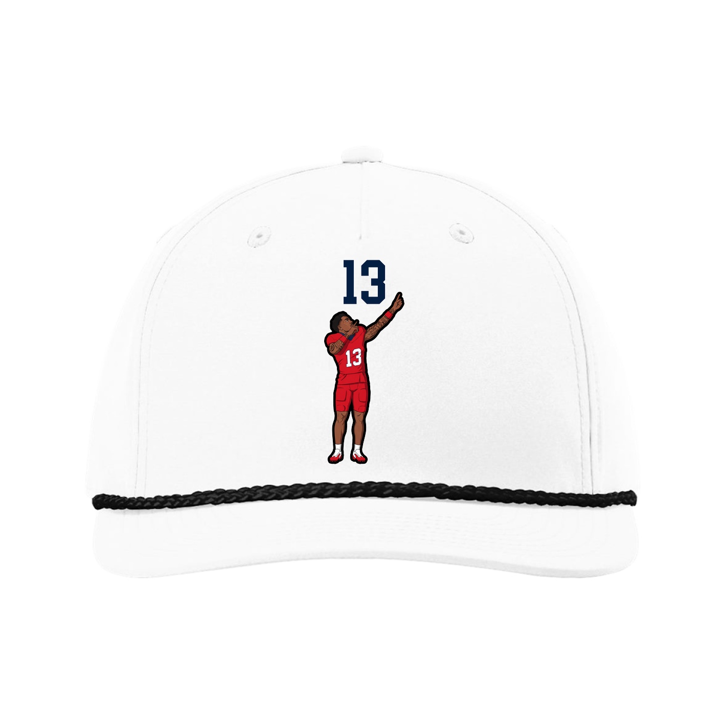 Five-Panel Classic Rope Cap — Number Top in White