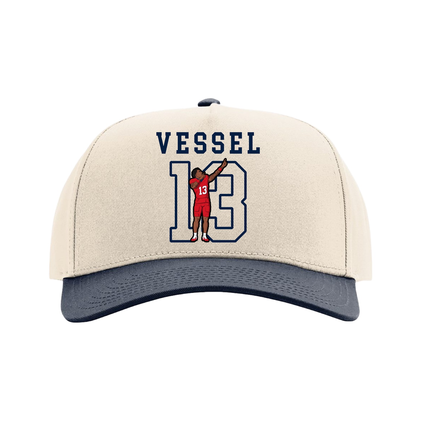 Full Fabric Five-Panel Champ Cap — Shirsey in Cream/Navy