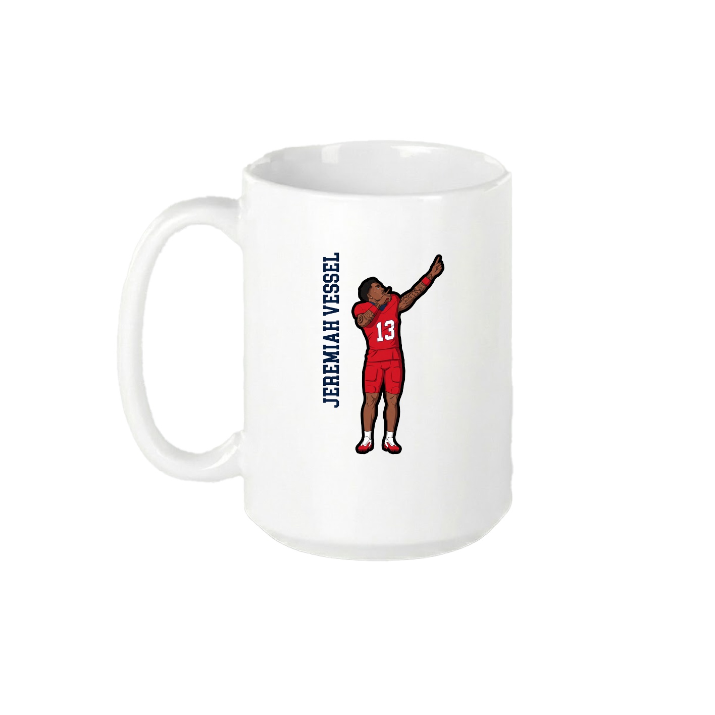 15oz Coffee Mug — Name Vertical in White