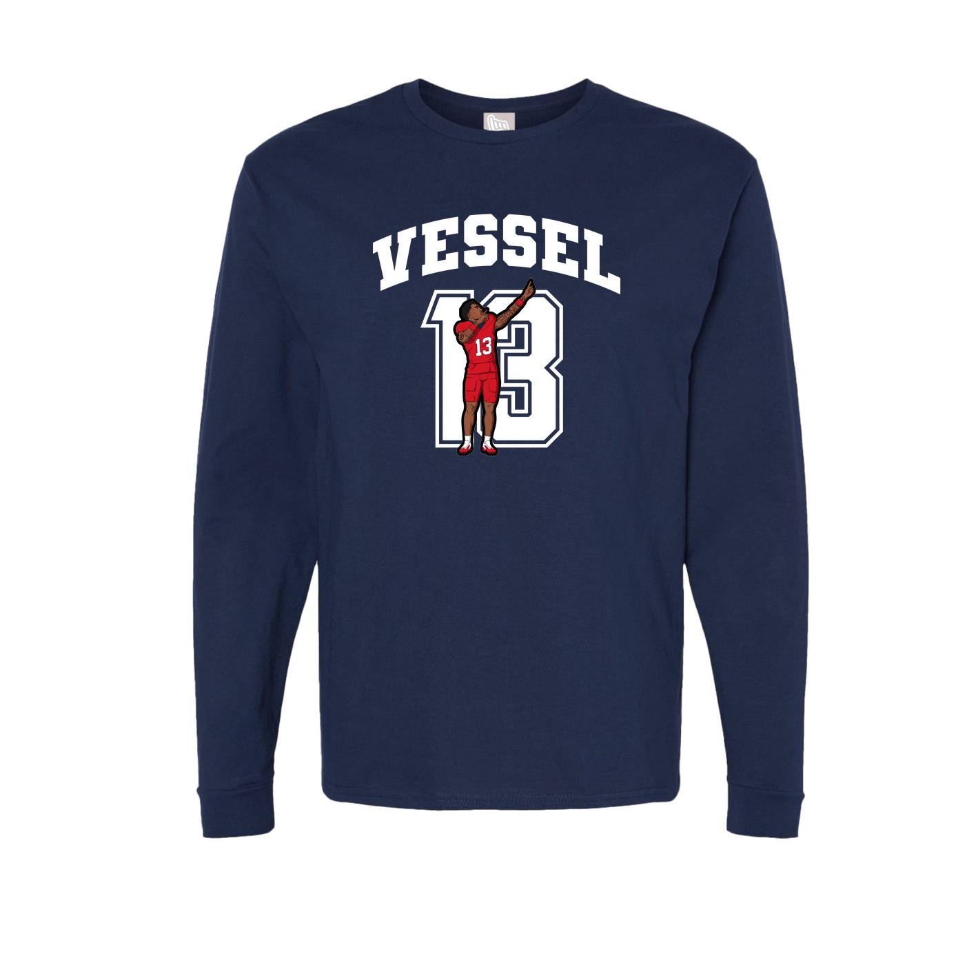 Long Sleeve Tee — Number in Navy