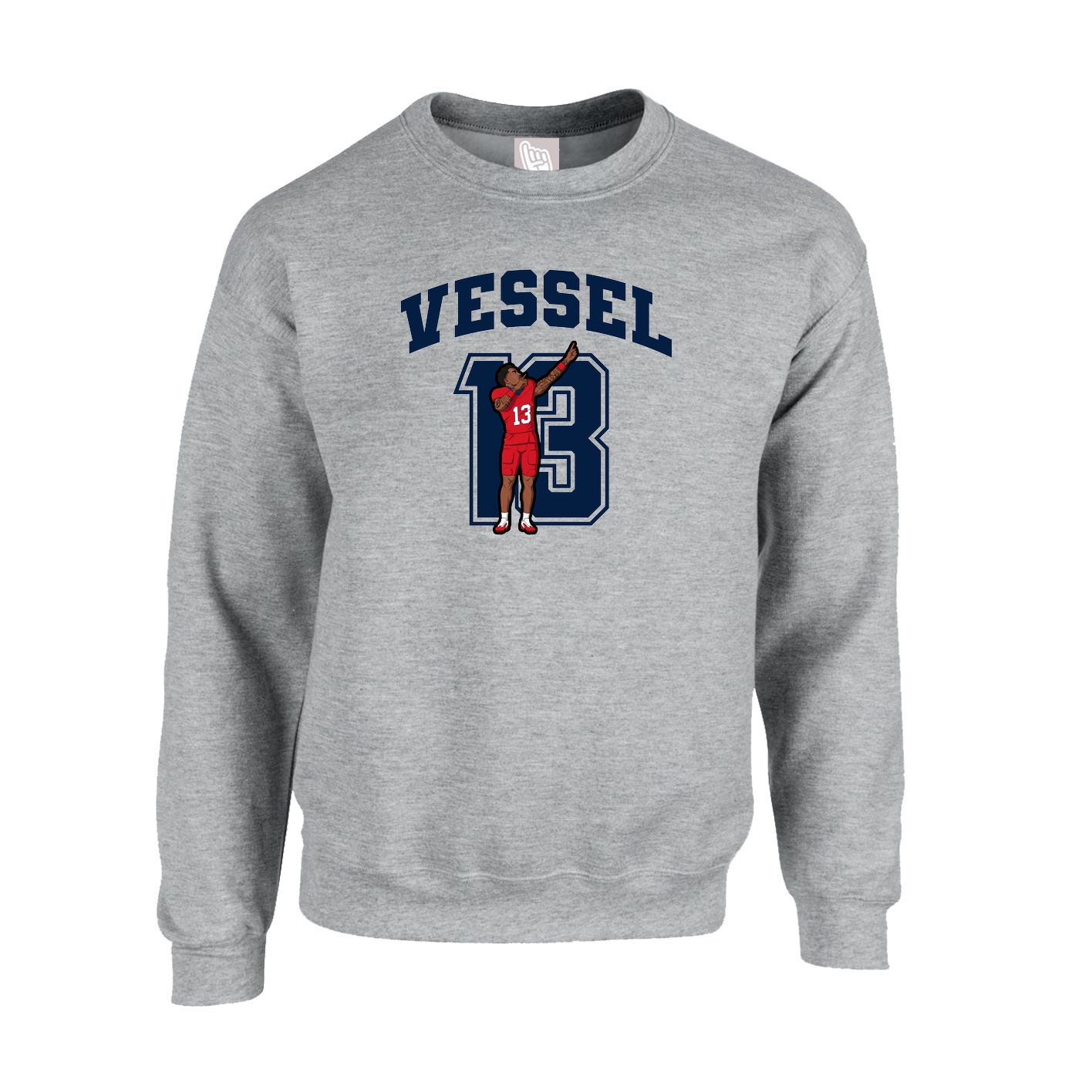 Fleece Crew — Number in Grey