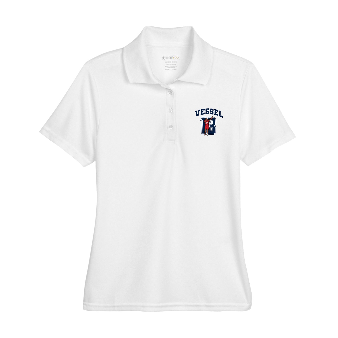 Womens Performance Polo — Number in White