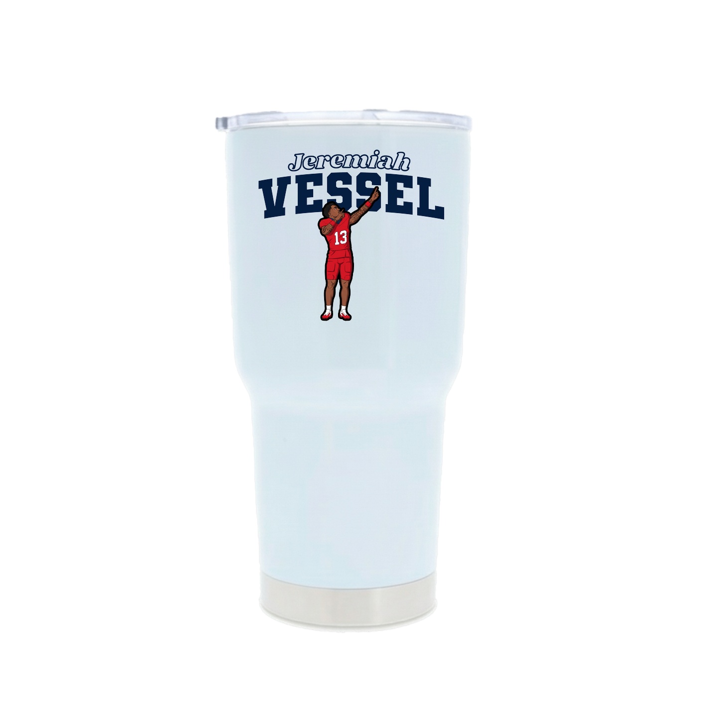30oz Stainless Steel Tumbler — Name Arch in White