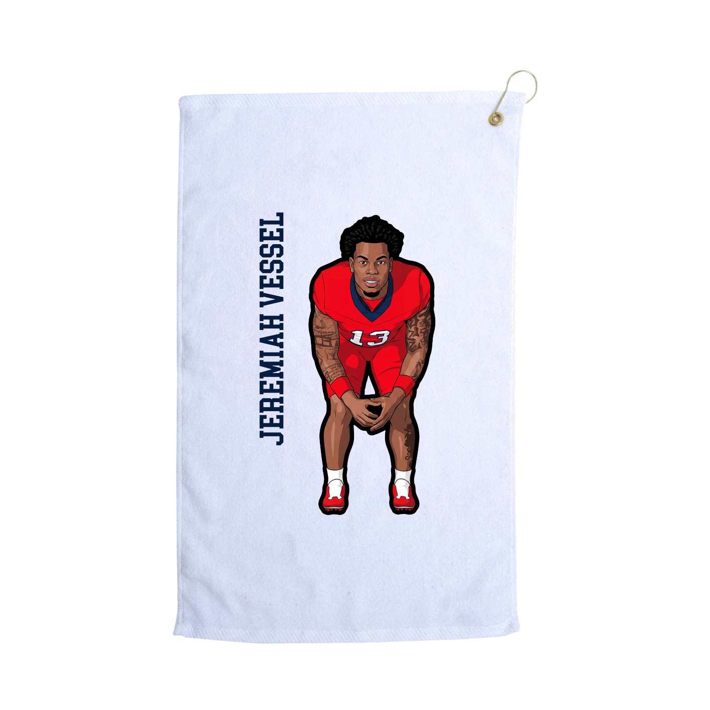 Golf Towel — Name Vertical in White