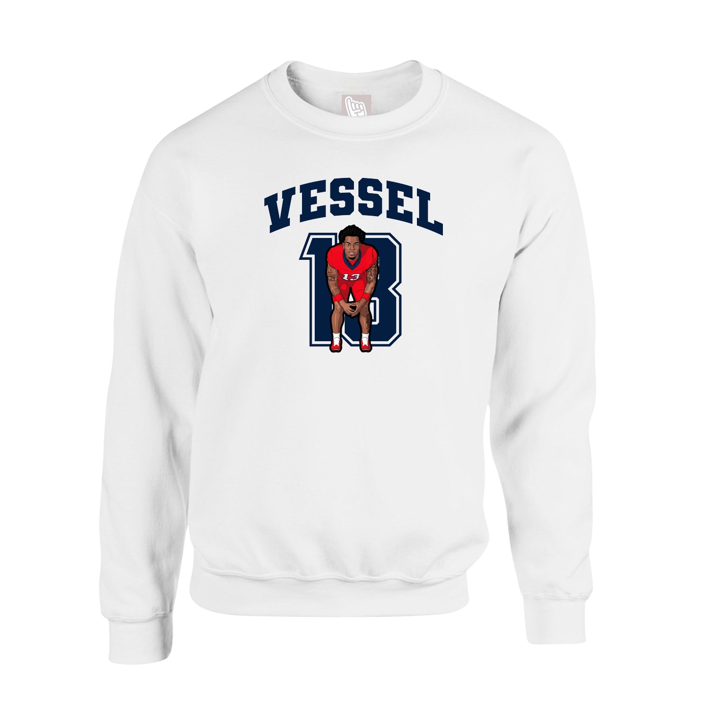 Fleece Crew — Number in White