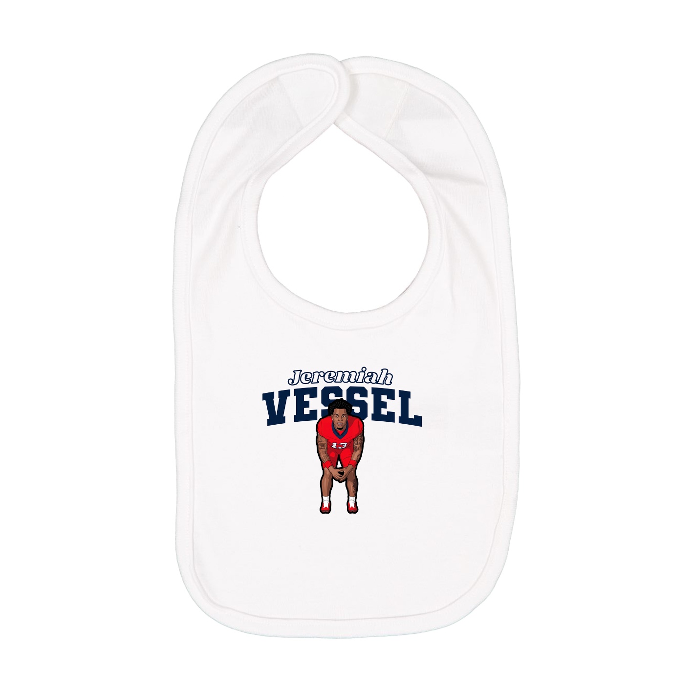 Infant Bib — Name Arch in White