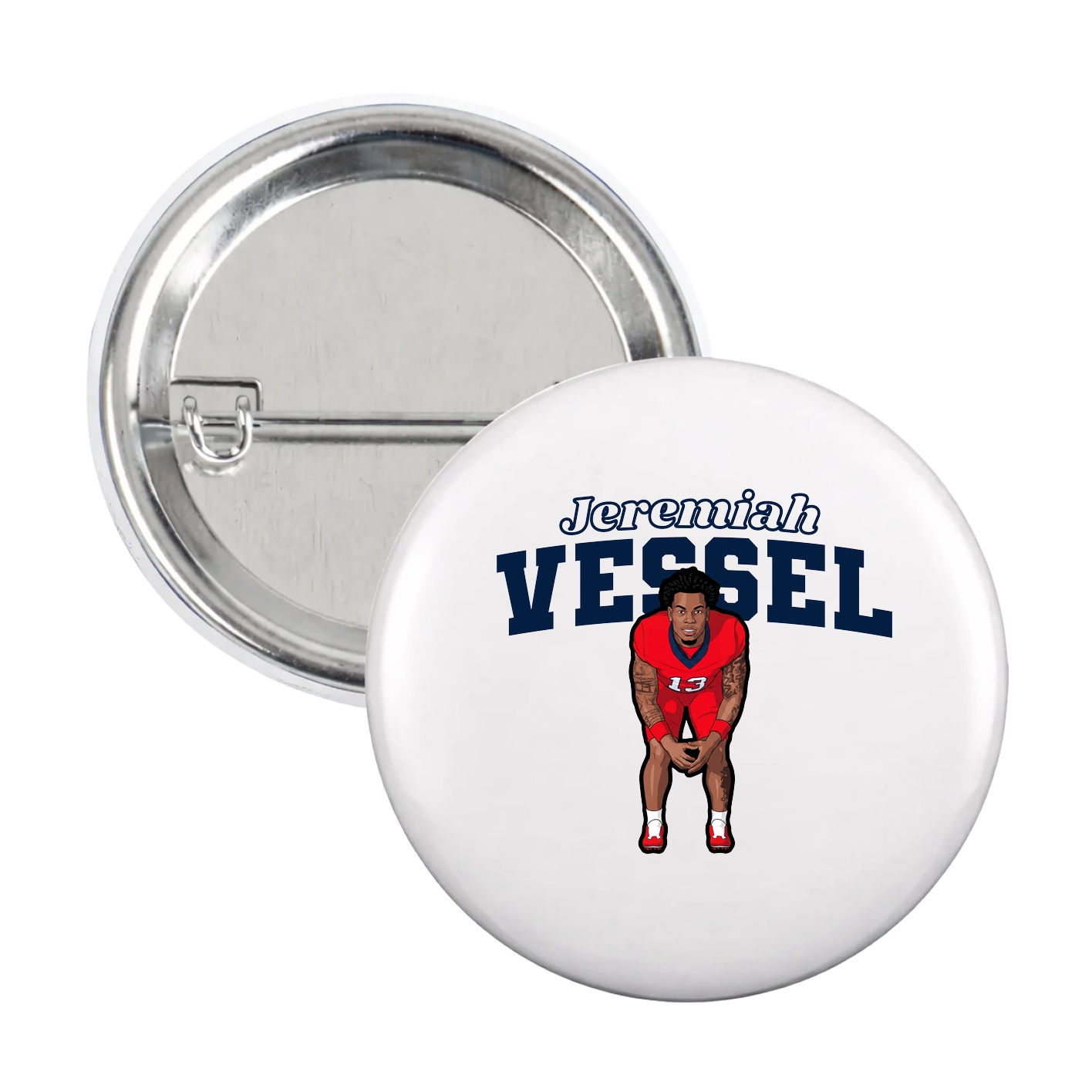 Game Day Button — Name Arch in White
