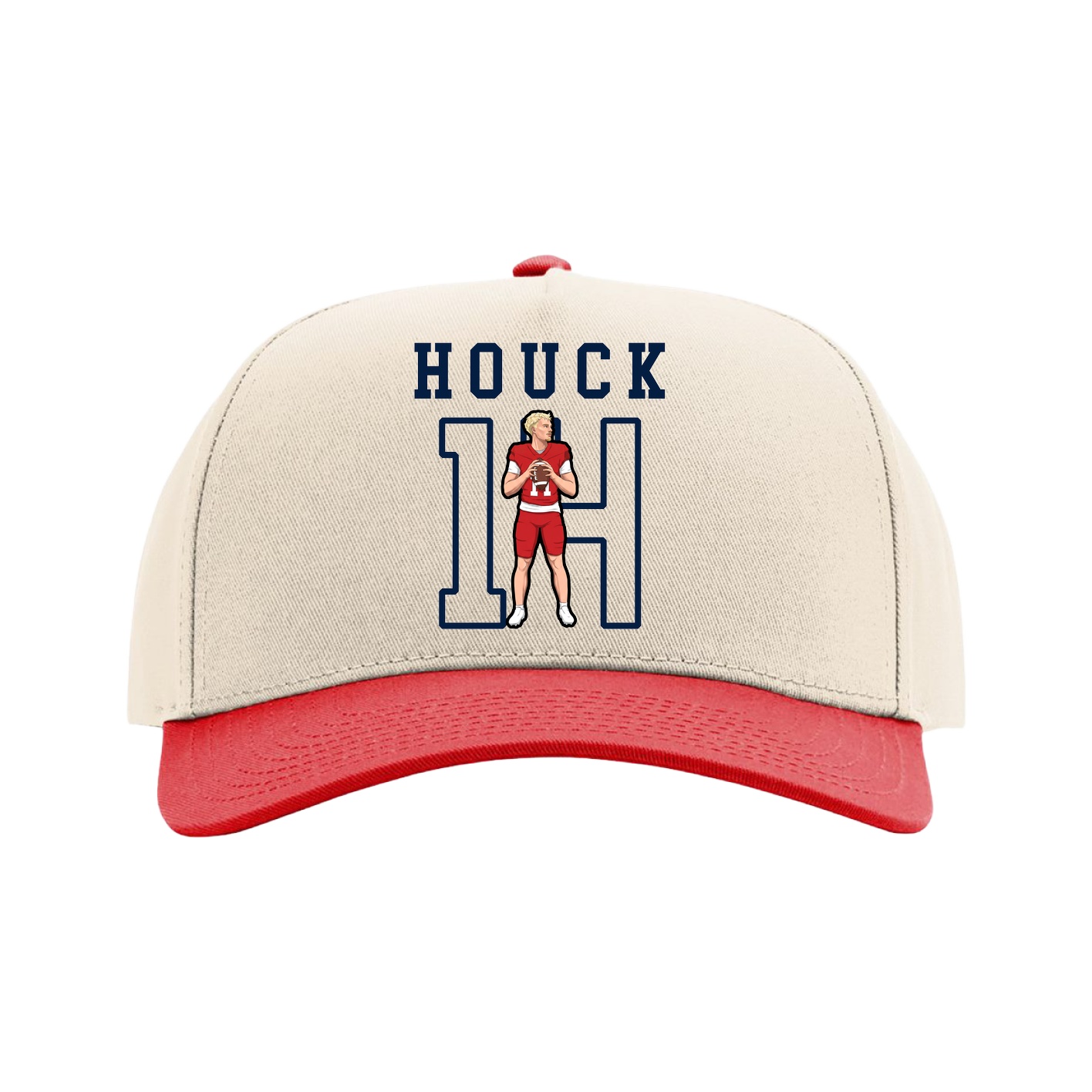 Full Fabric Five-Panel Champ Cap — Shirsey in Cream/Red