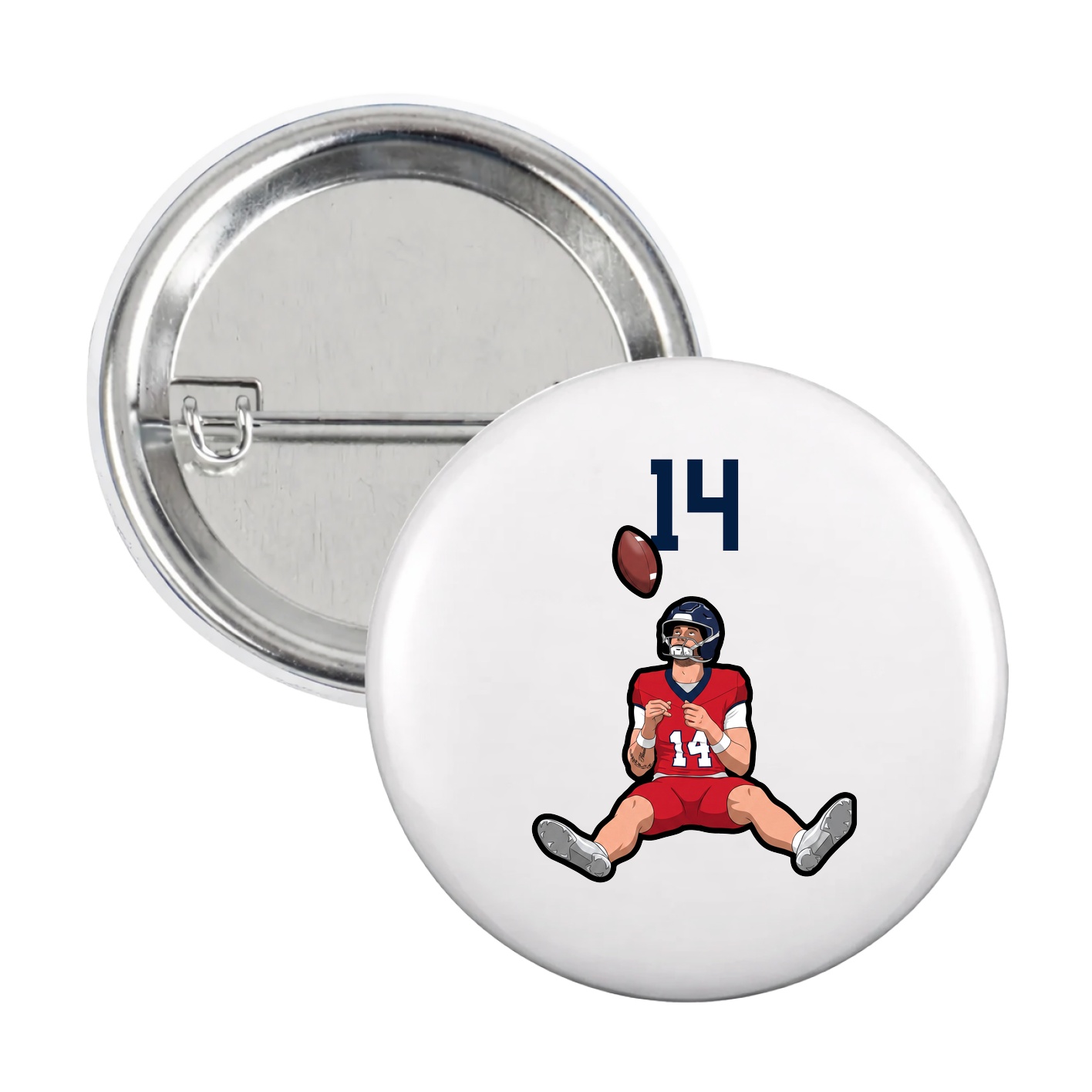 Game Day Button — Number Top in White