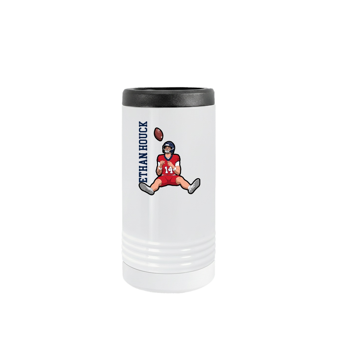 Slim Beverage Holder — Name Vertical in White