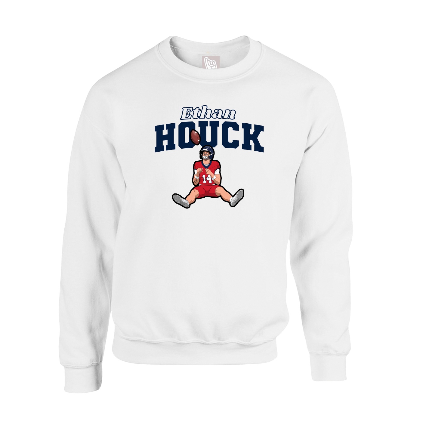 Fleece Crew — Name Arch in White