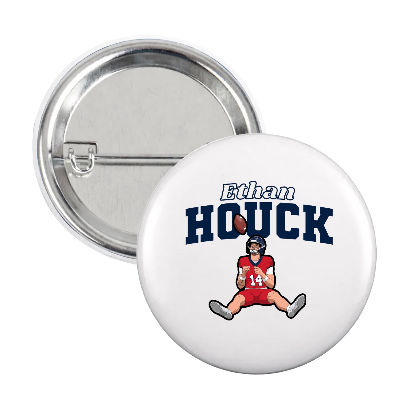 Game Day Button — Name Arch in White