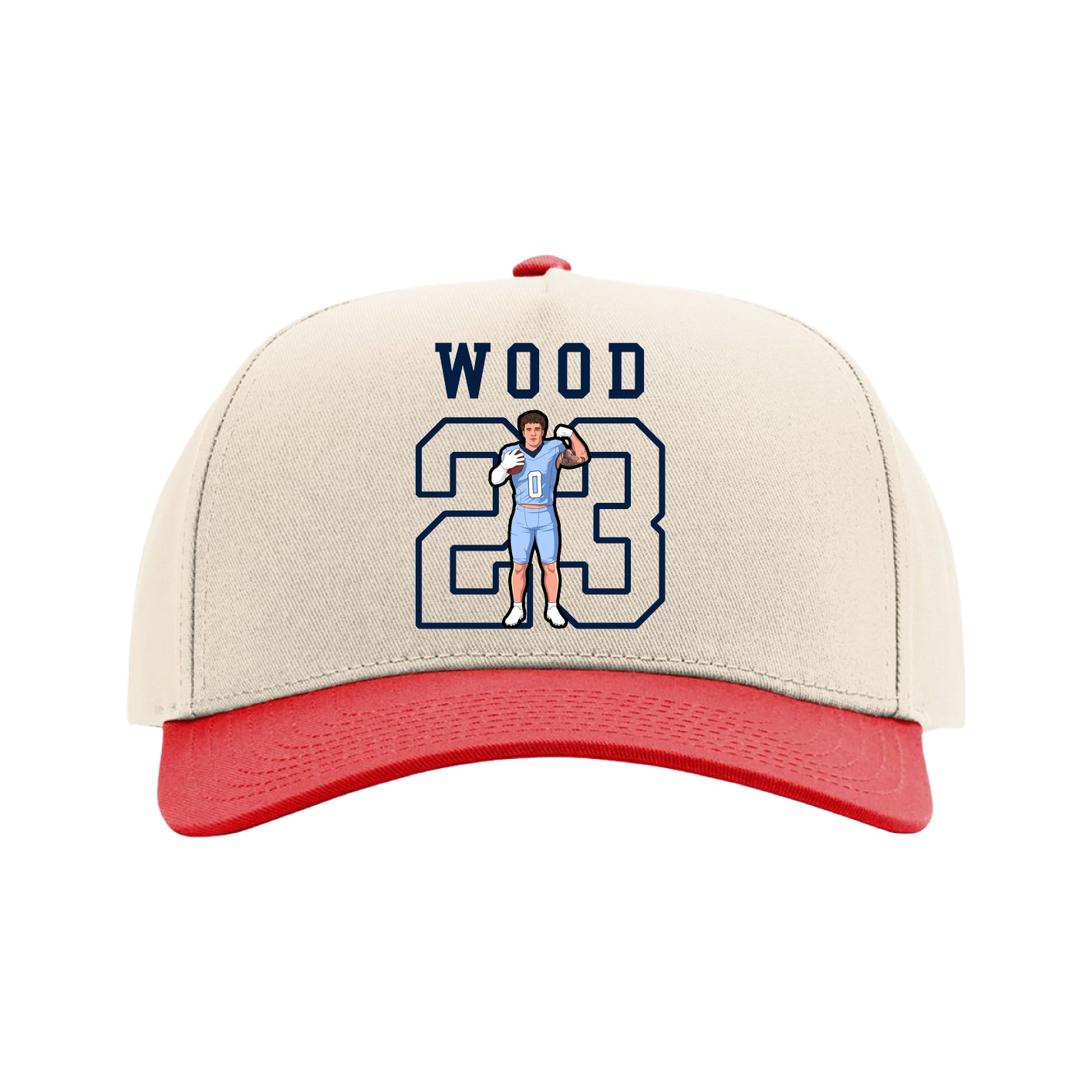 Full Fabric Five-Panel Champ Cap — Shirsey in Cream/Red