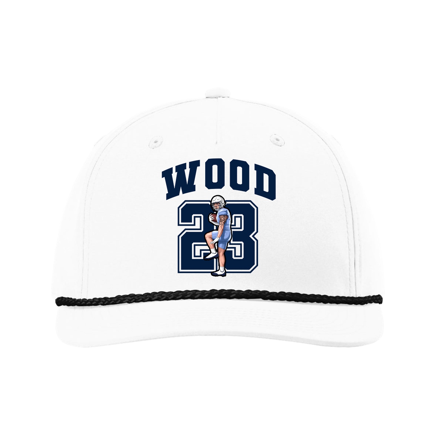 Five-Panel Classic Rope Cap — Number in White