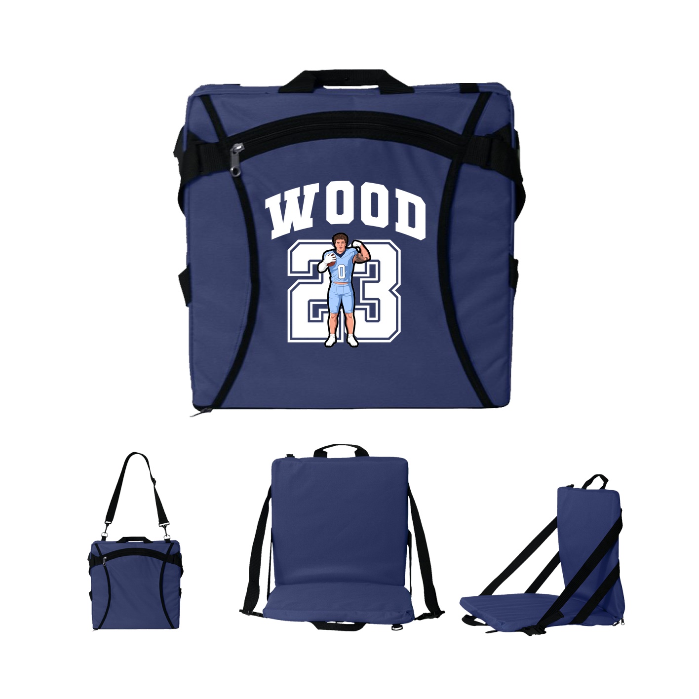 Folding Stadium Seat — Number in Navy