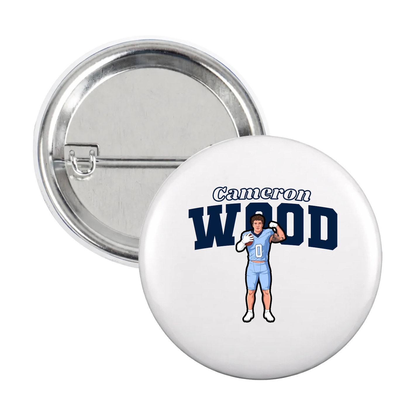 Game Day Button — Name Arch in White