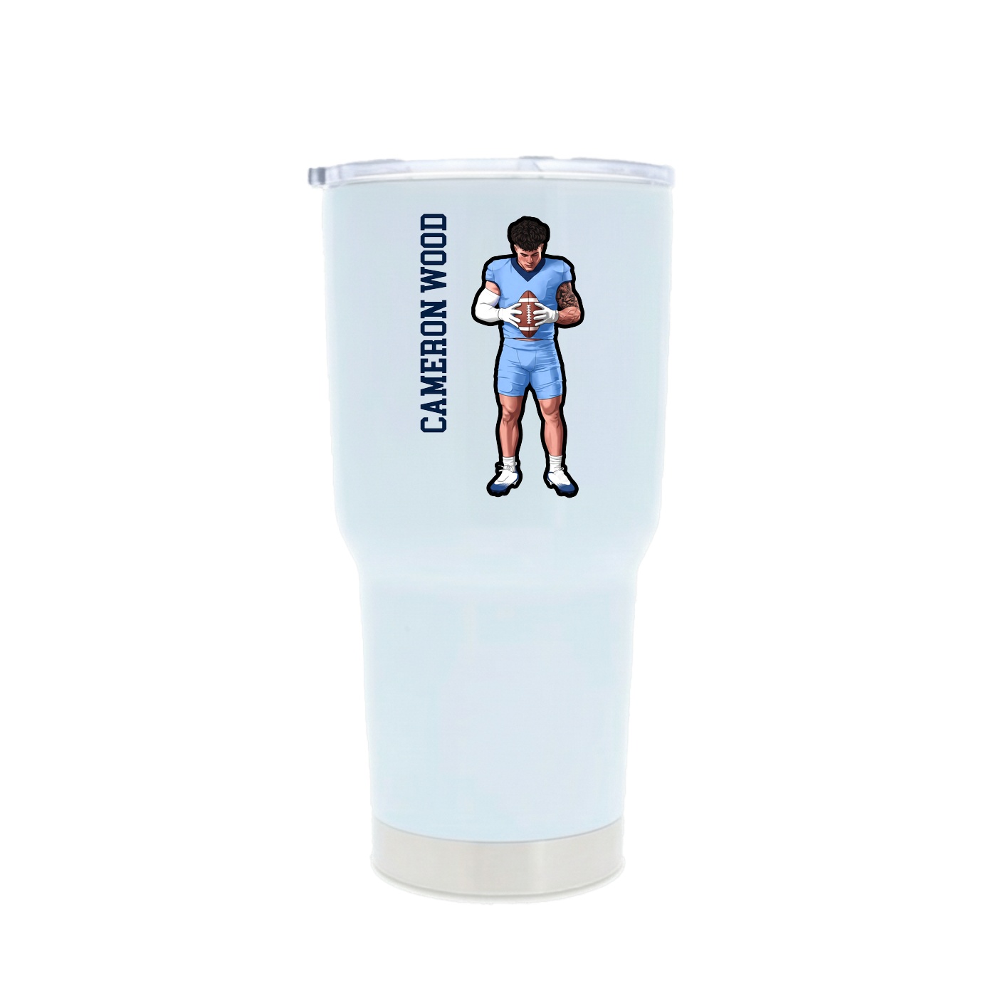 30oz Stainless Steel Tumbler — Name Vertical in White
