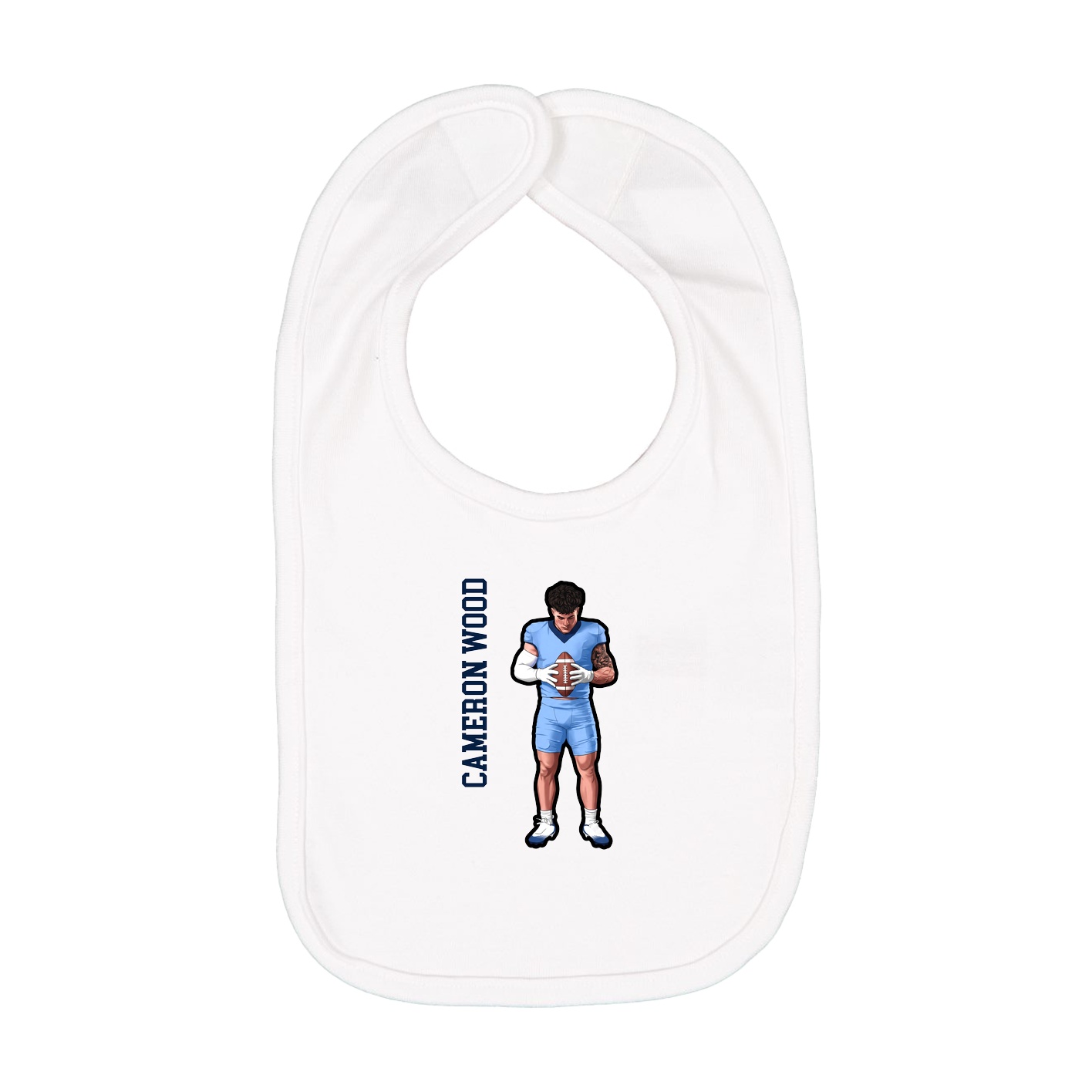 Infant Bib — Name Vertical in White