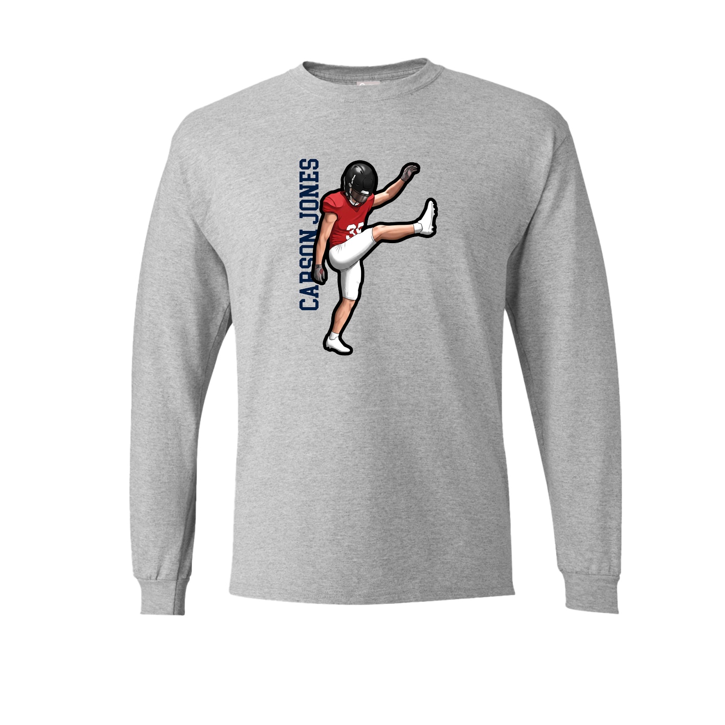 Long Sleeve Tee — Name Vertical in Grey