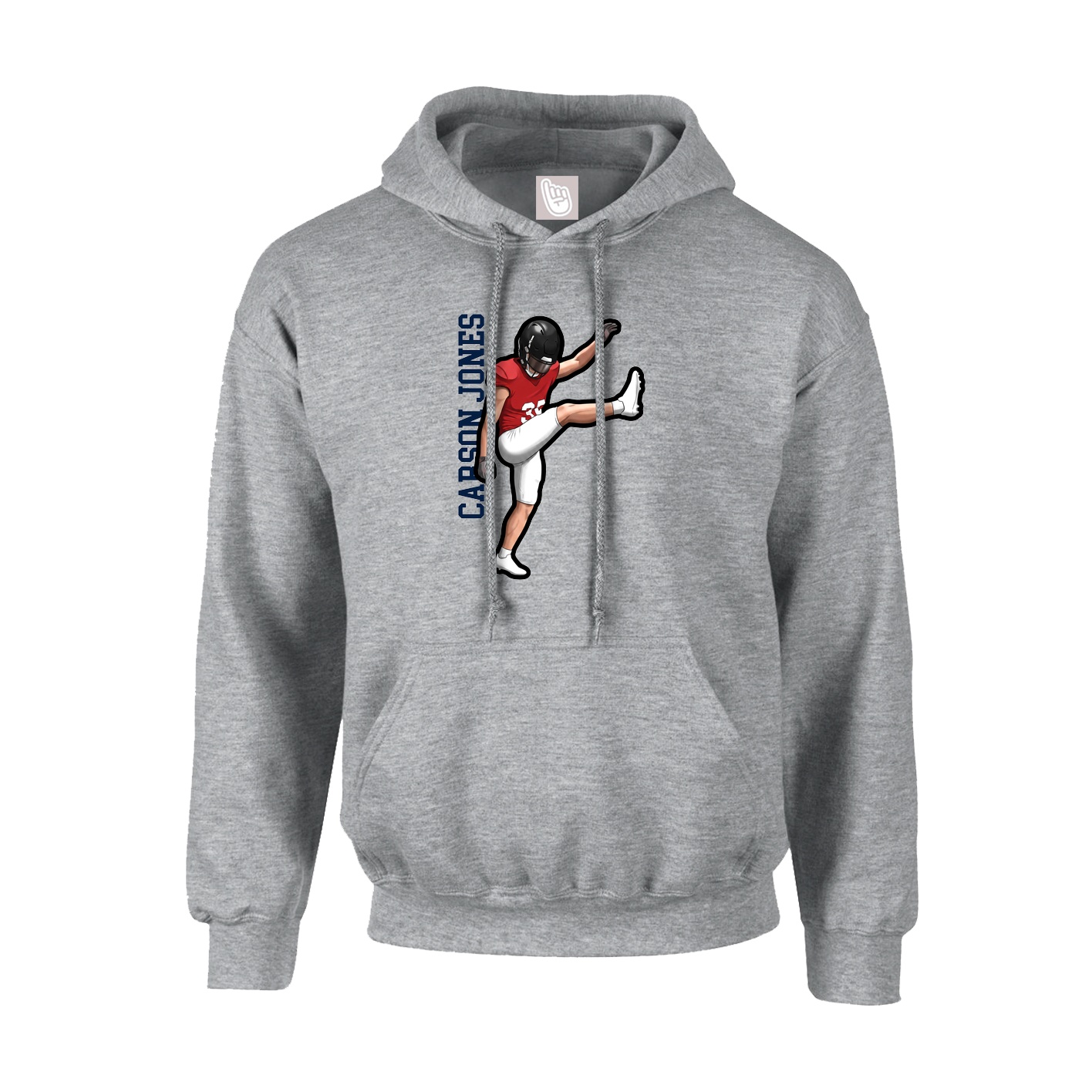 Youth Hoodie — Name Vertical in Grey