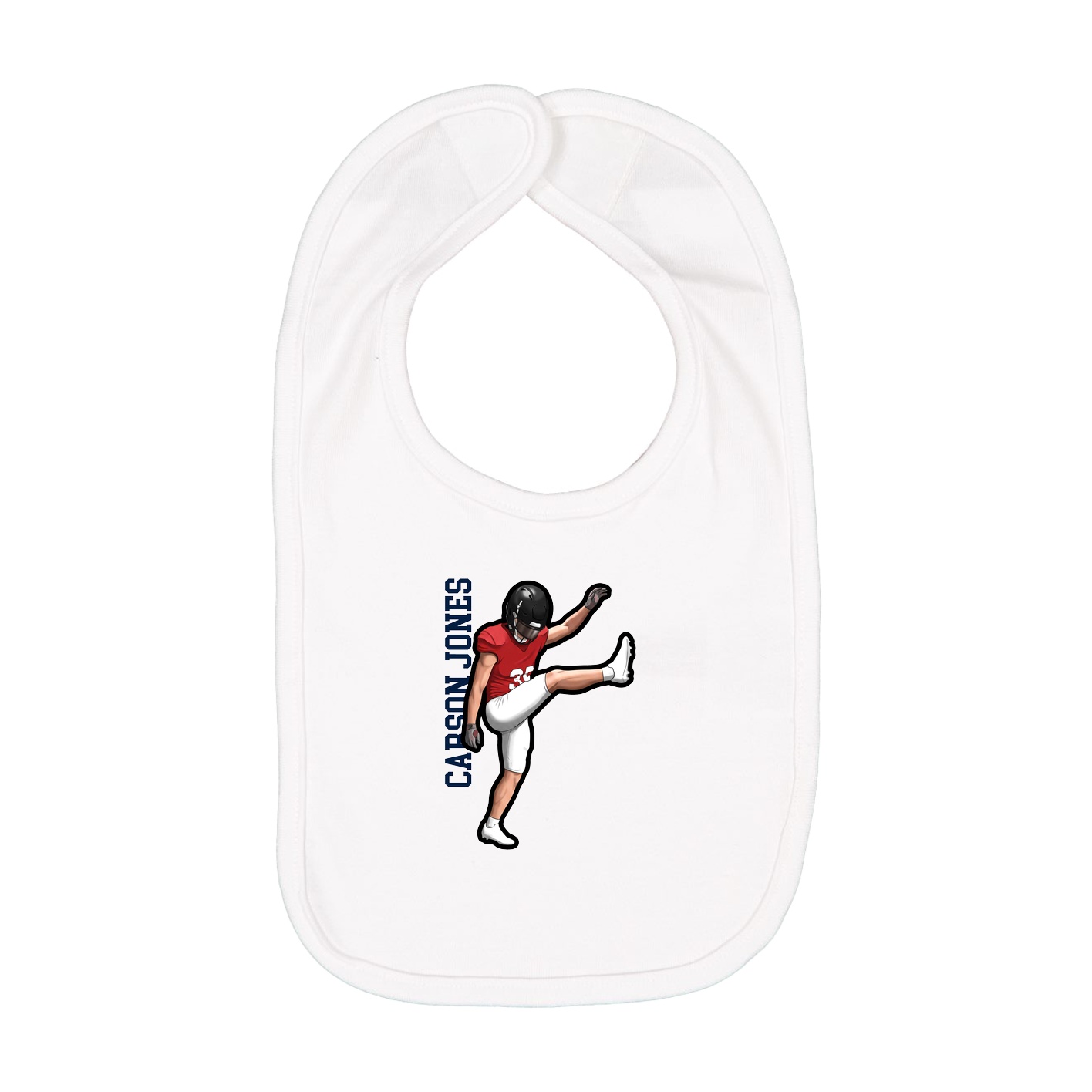 Infant Bib — Name Vertical in White