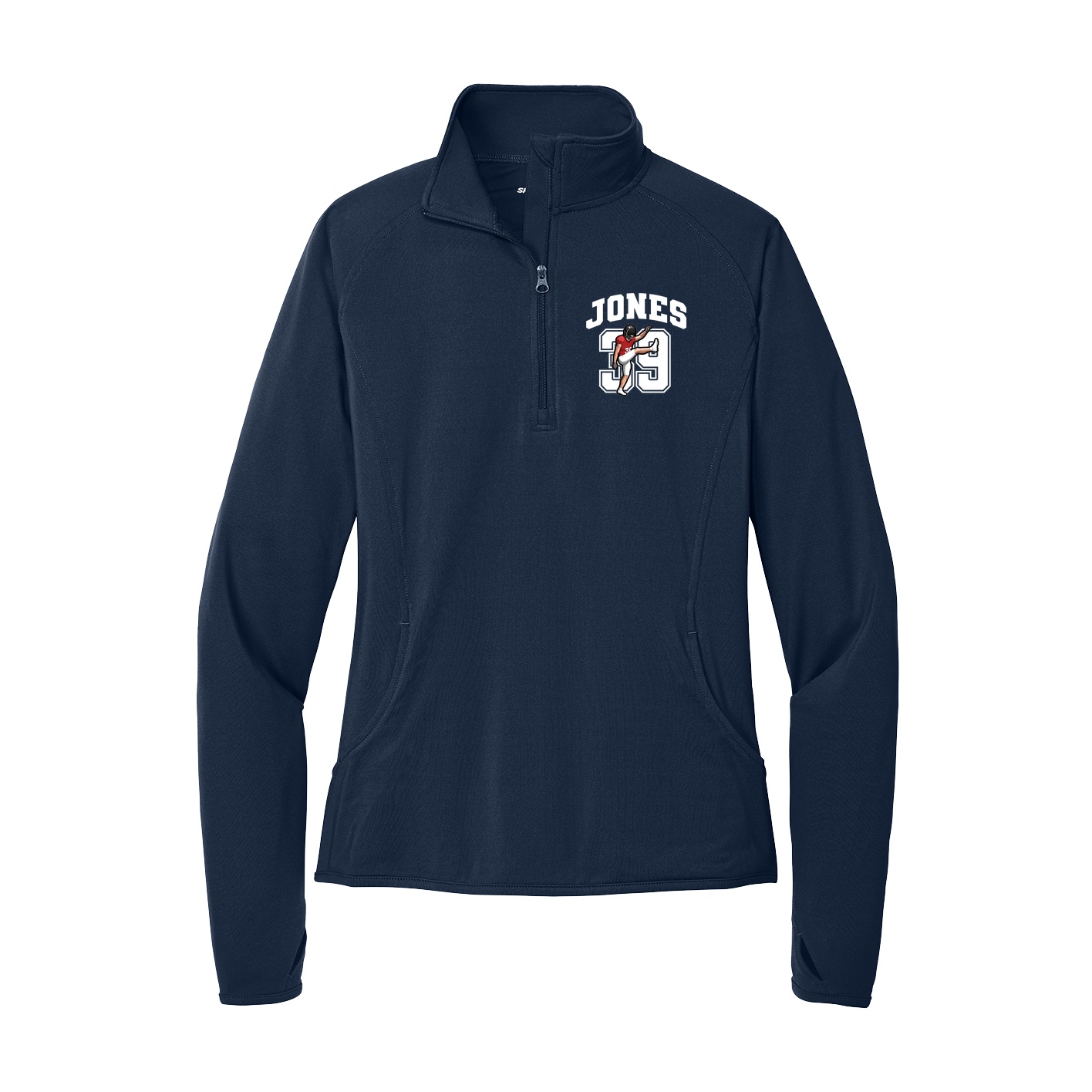Women's Q-Zip Pullover — Number in Navy