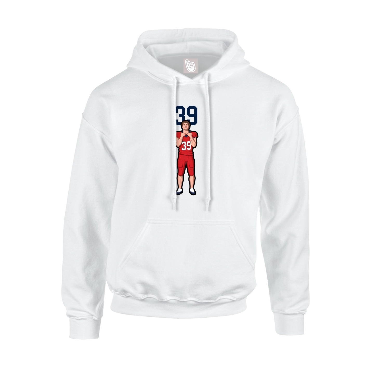 Youth Hoodie — Number Top in White