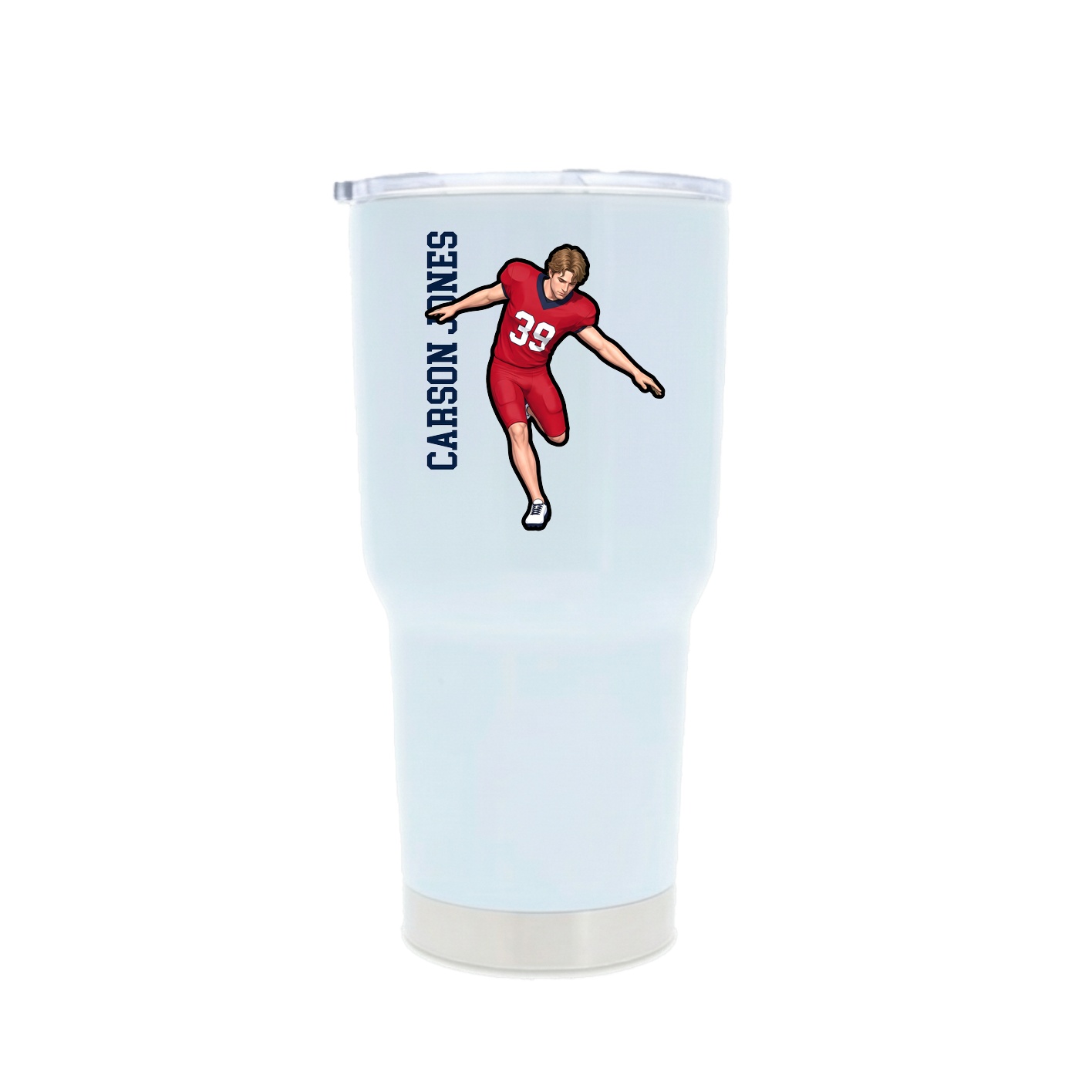 30oz Stainless Steel Tumbler — Name Vertical in White